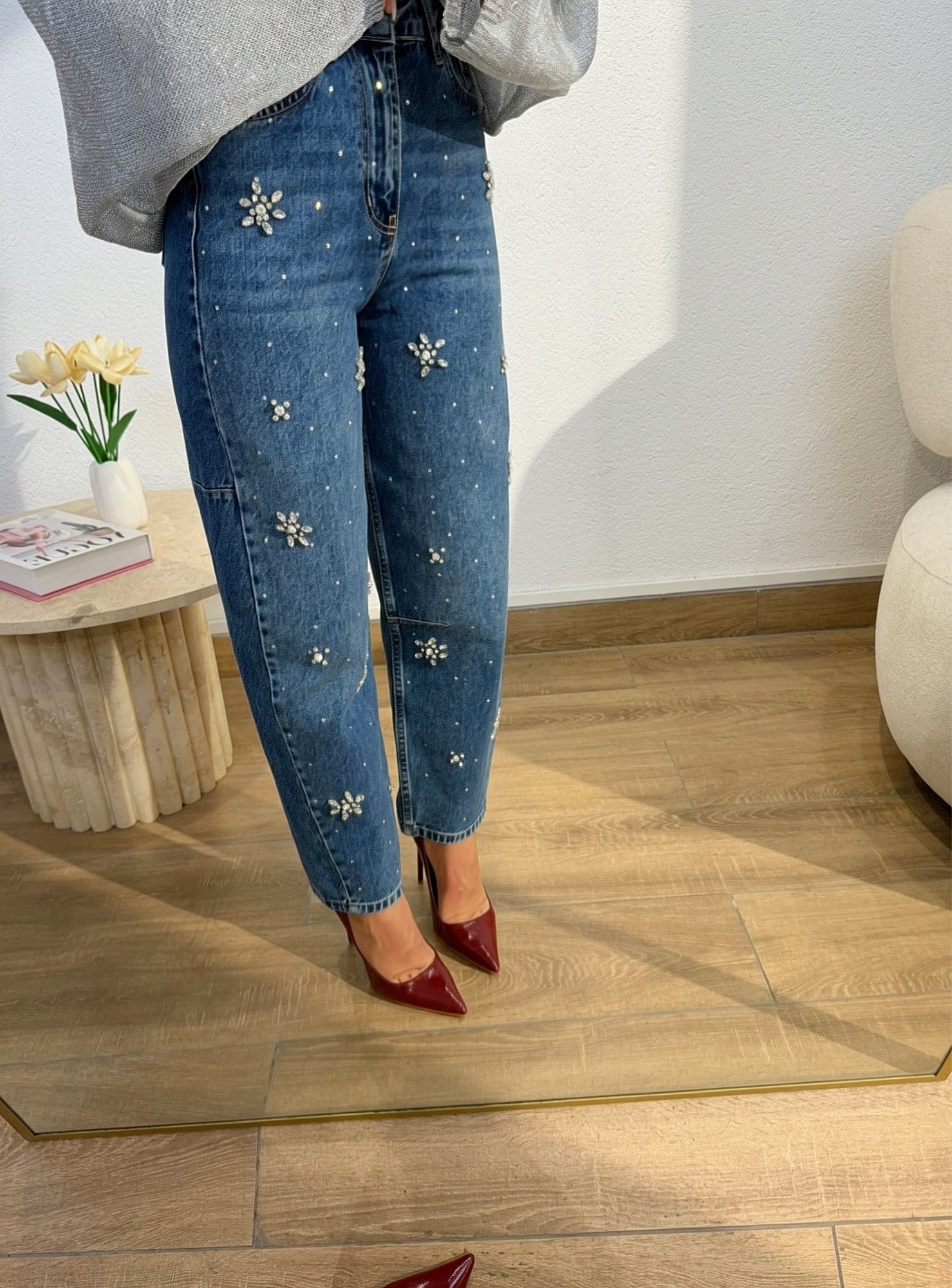 Taşlı Balon Jean