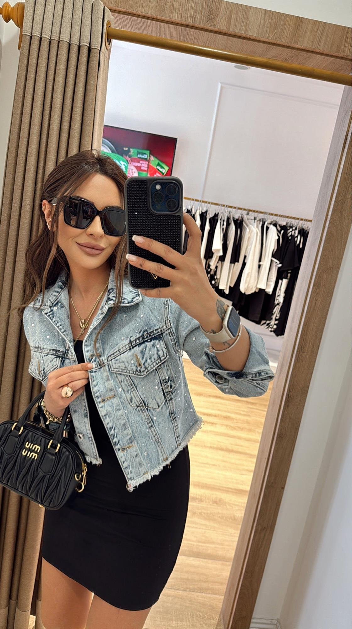 Taşlı Fit Jean Ceket