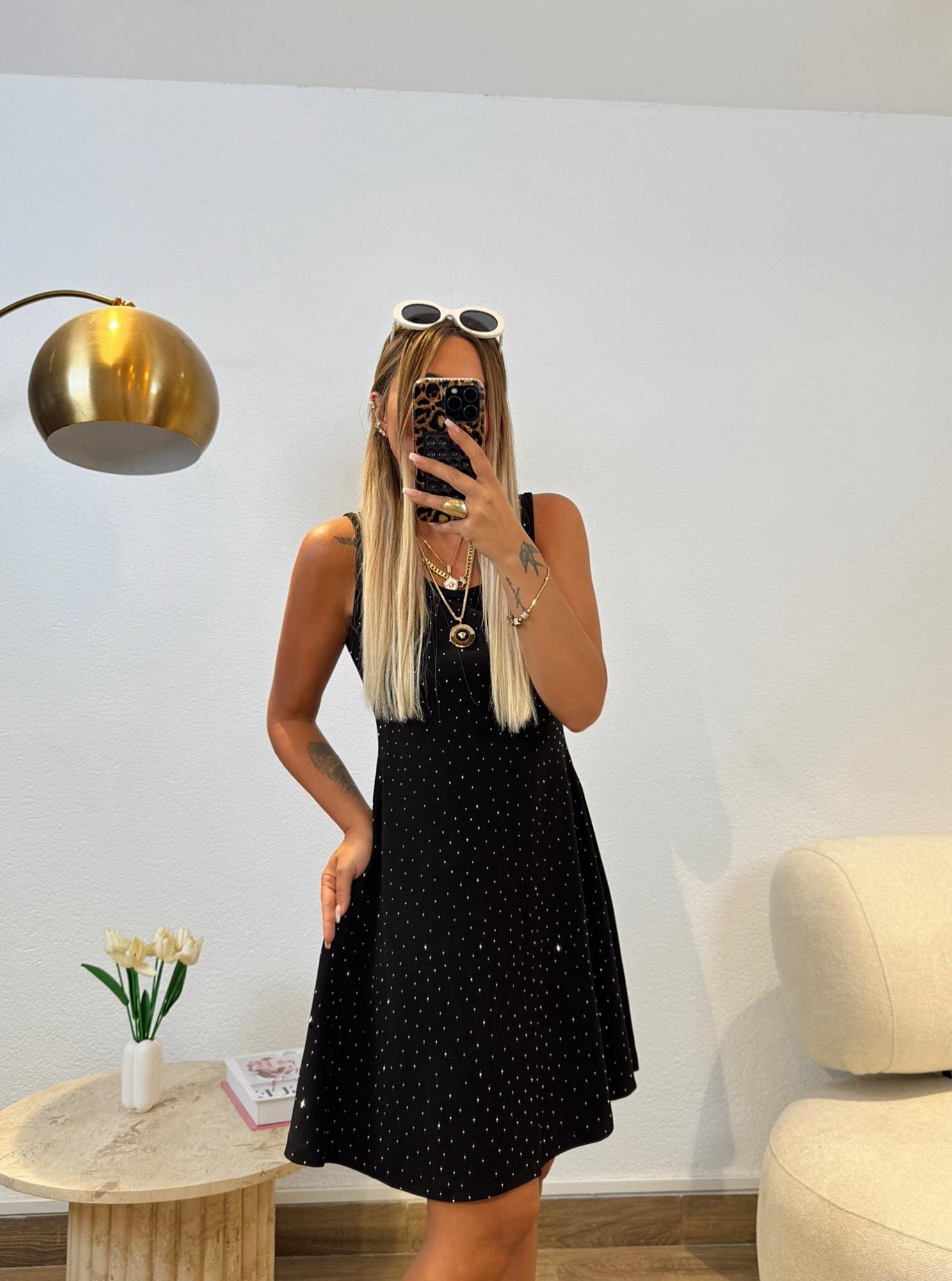 Taşlı Modal Mini Elbise