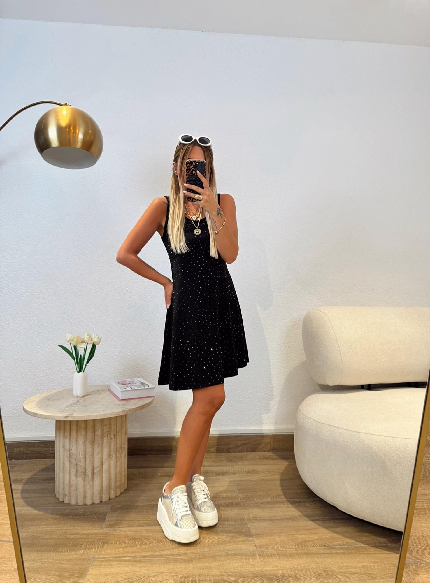 Taşlı Modal Mini Elbise