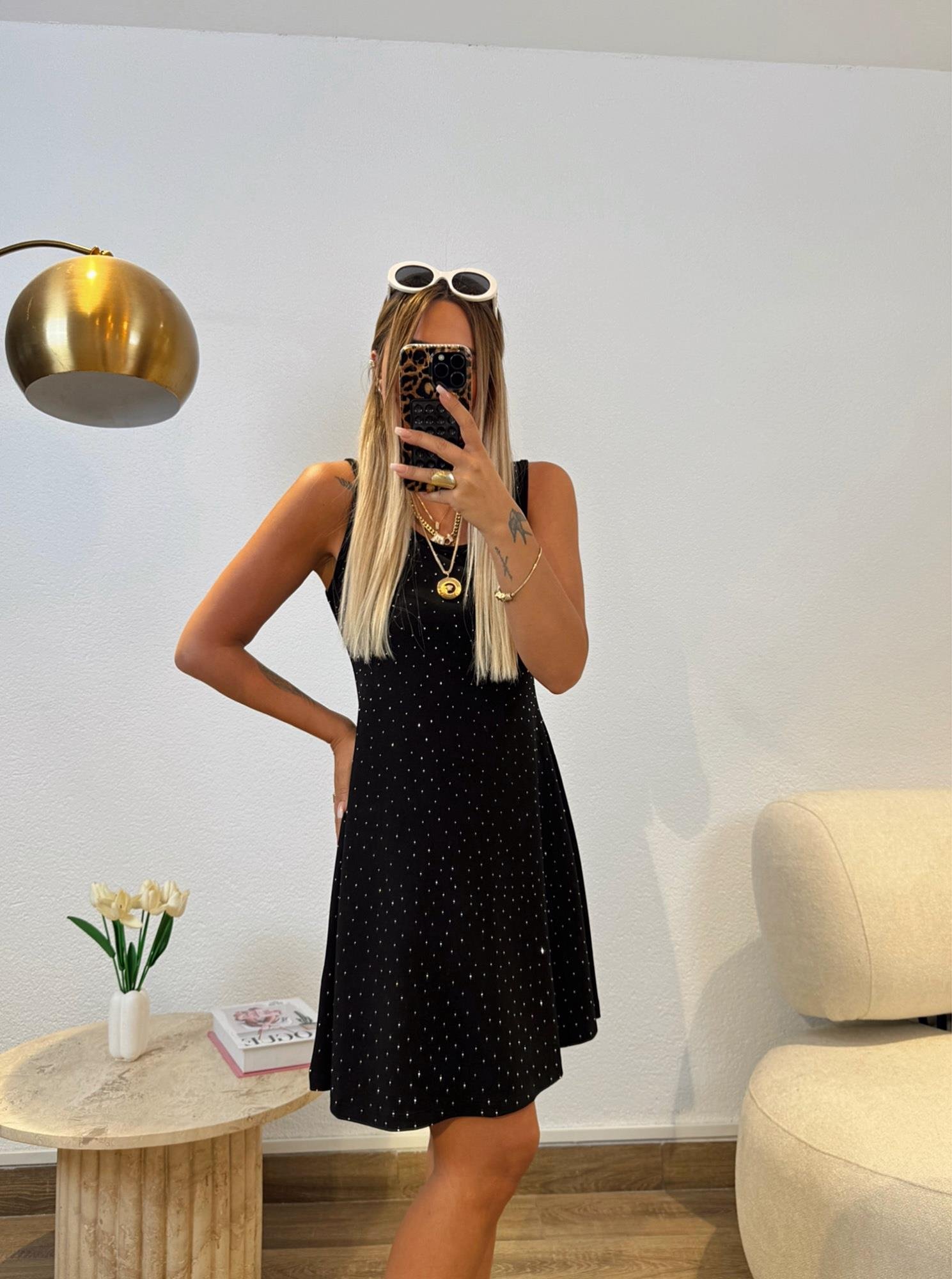 Taşlı Modal Mini Elbise