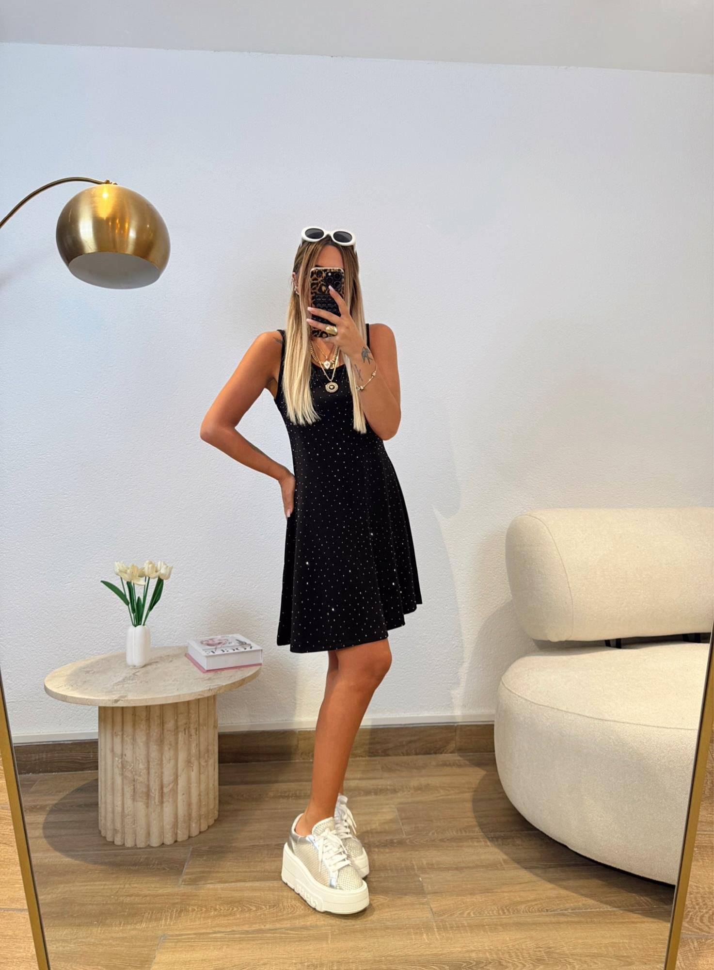 Taşlı Modal Mini Elbise