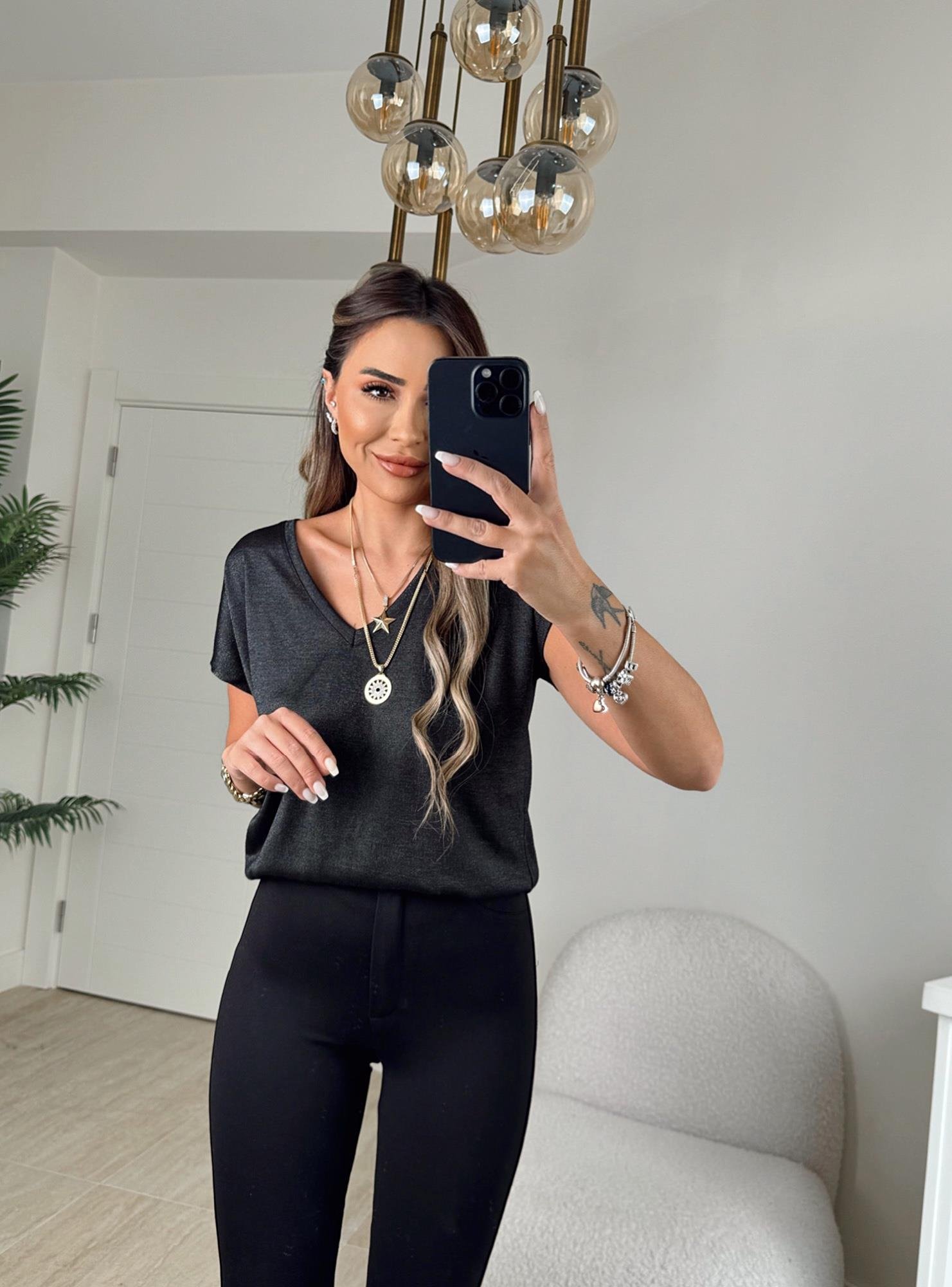 Toparlayıcı Çelik Kumaş Bilek Boy Tayt Pantolon