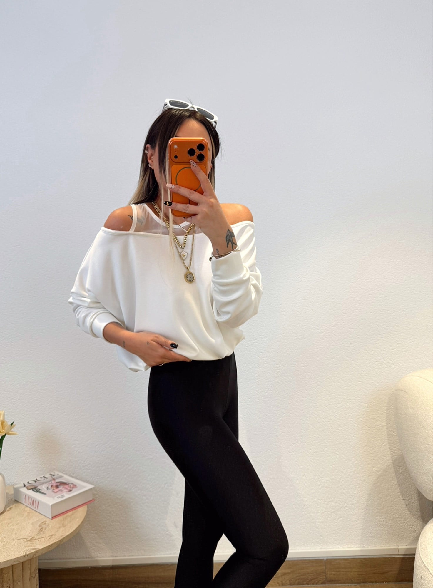 Tül Askılı Modal Beyaz Sweat