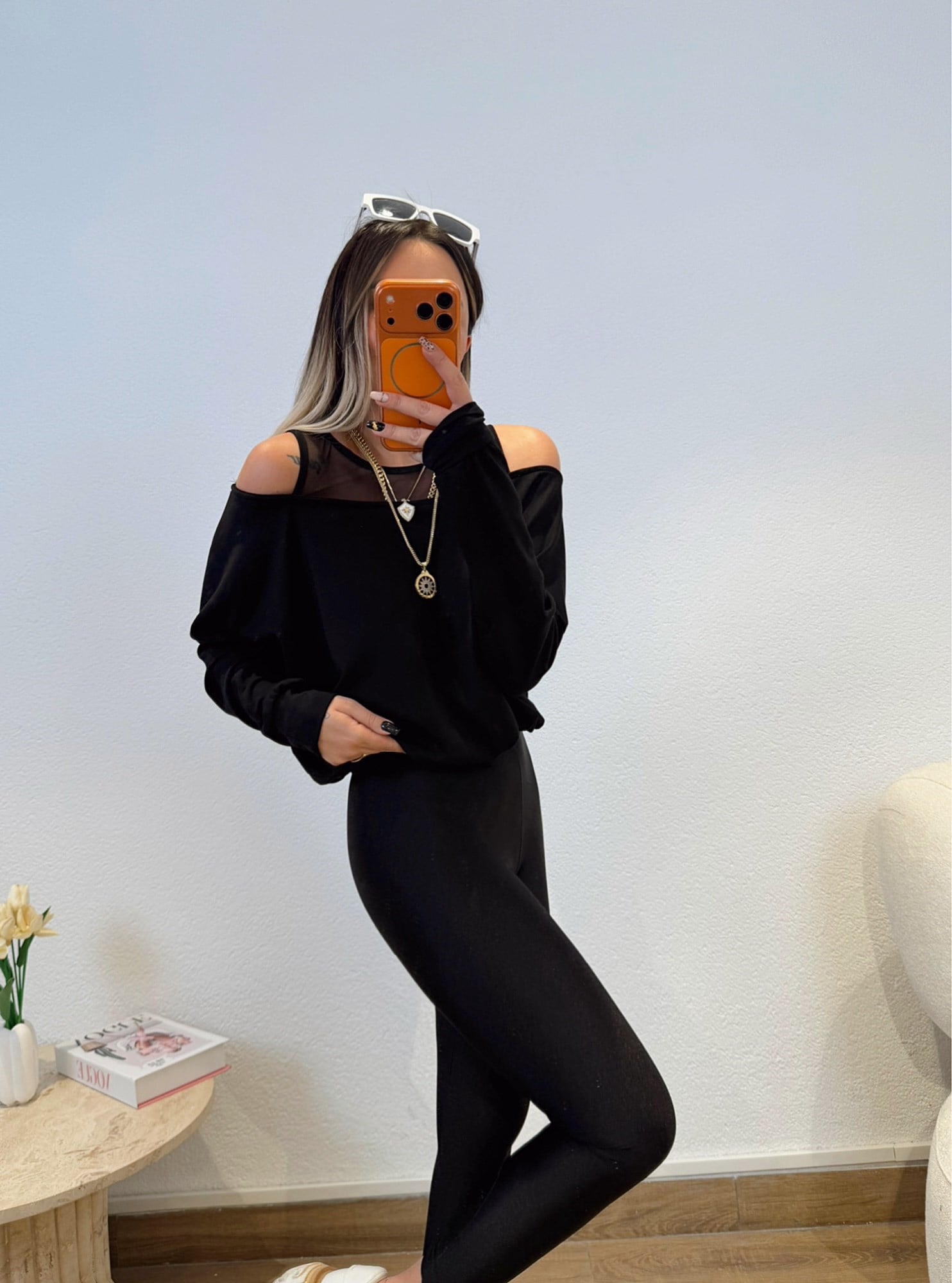 Tül Askılı Modal Siyah Sweat