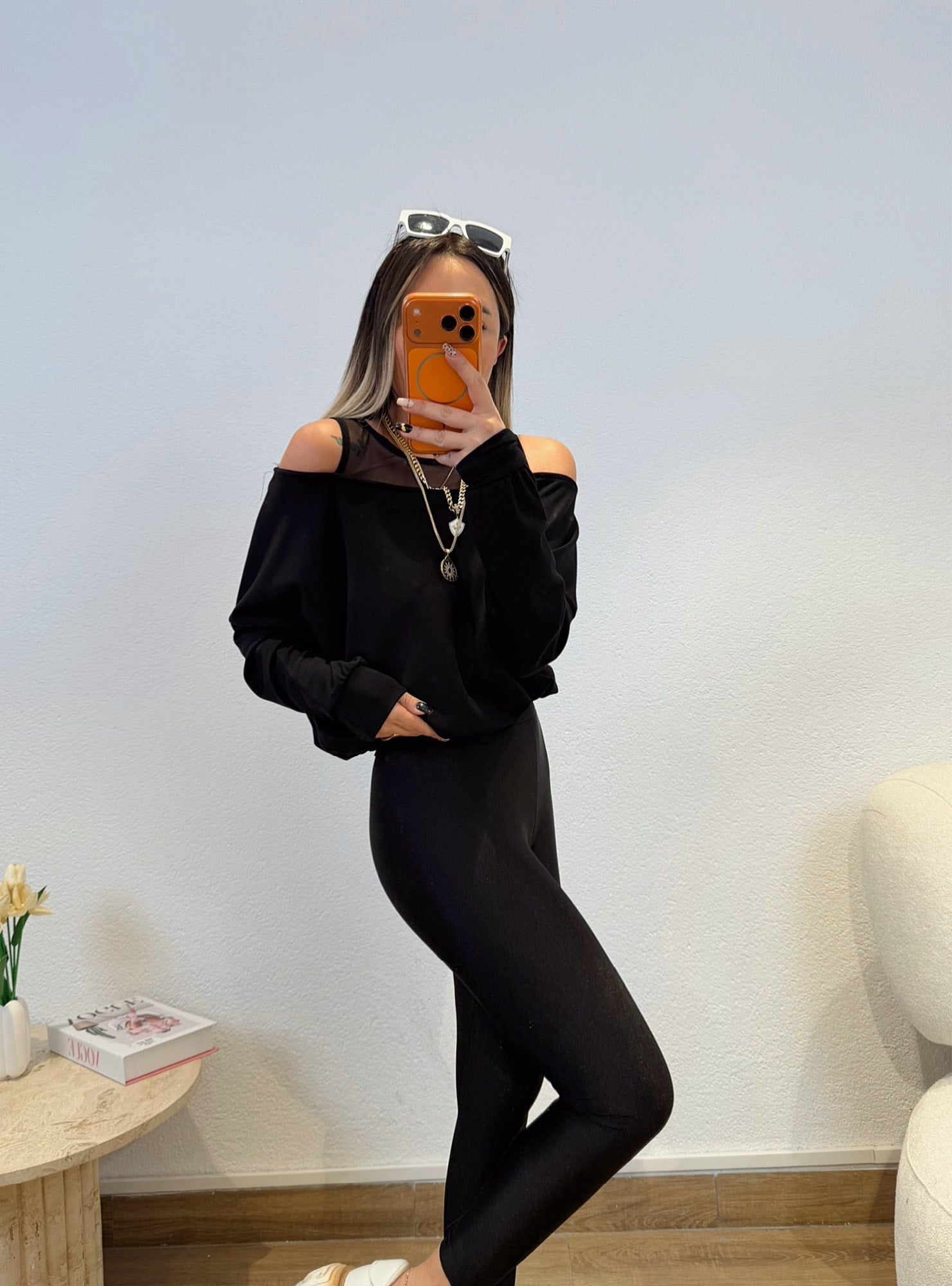 Tül Askılı Modal Siyah Sweat