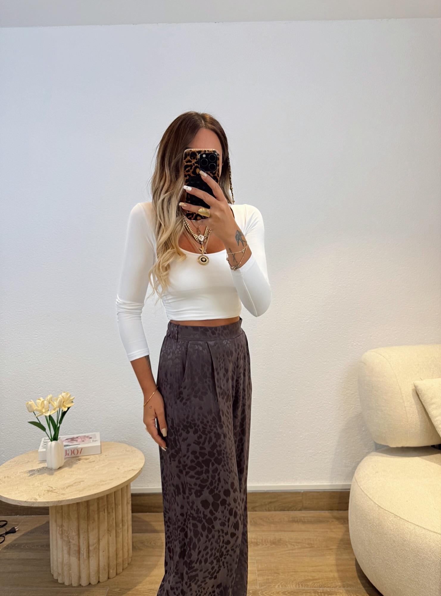 U Yaka Sandy Yanları Büzgülü Beyaz Crop