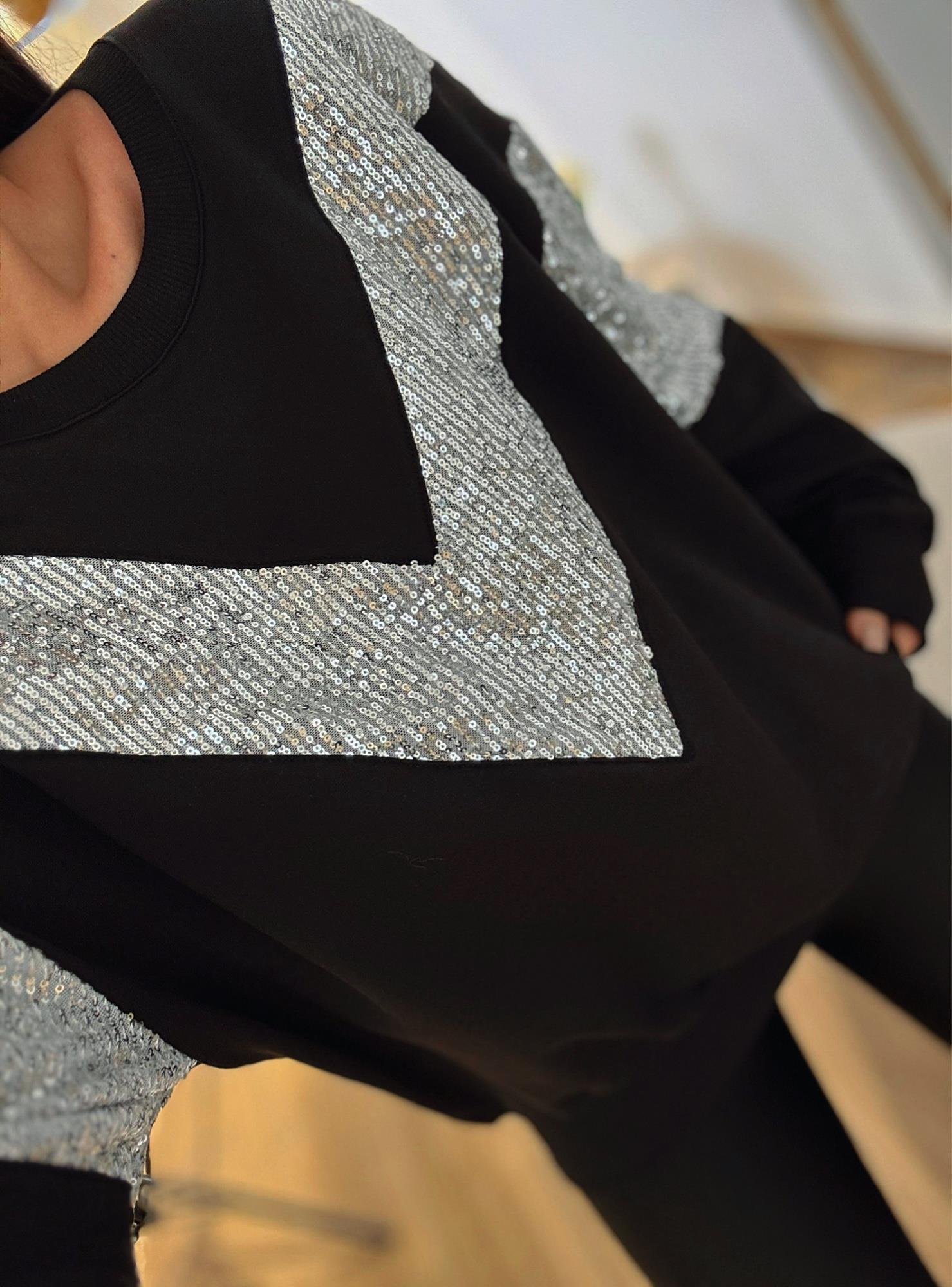 V Detay Payet Sweatshirt