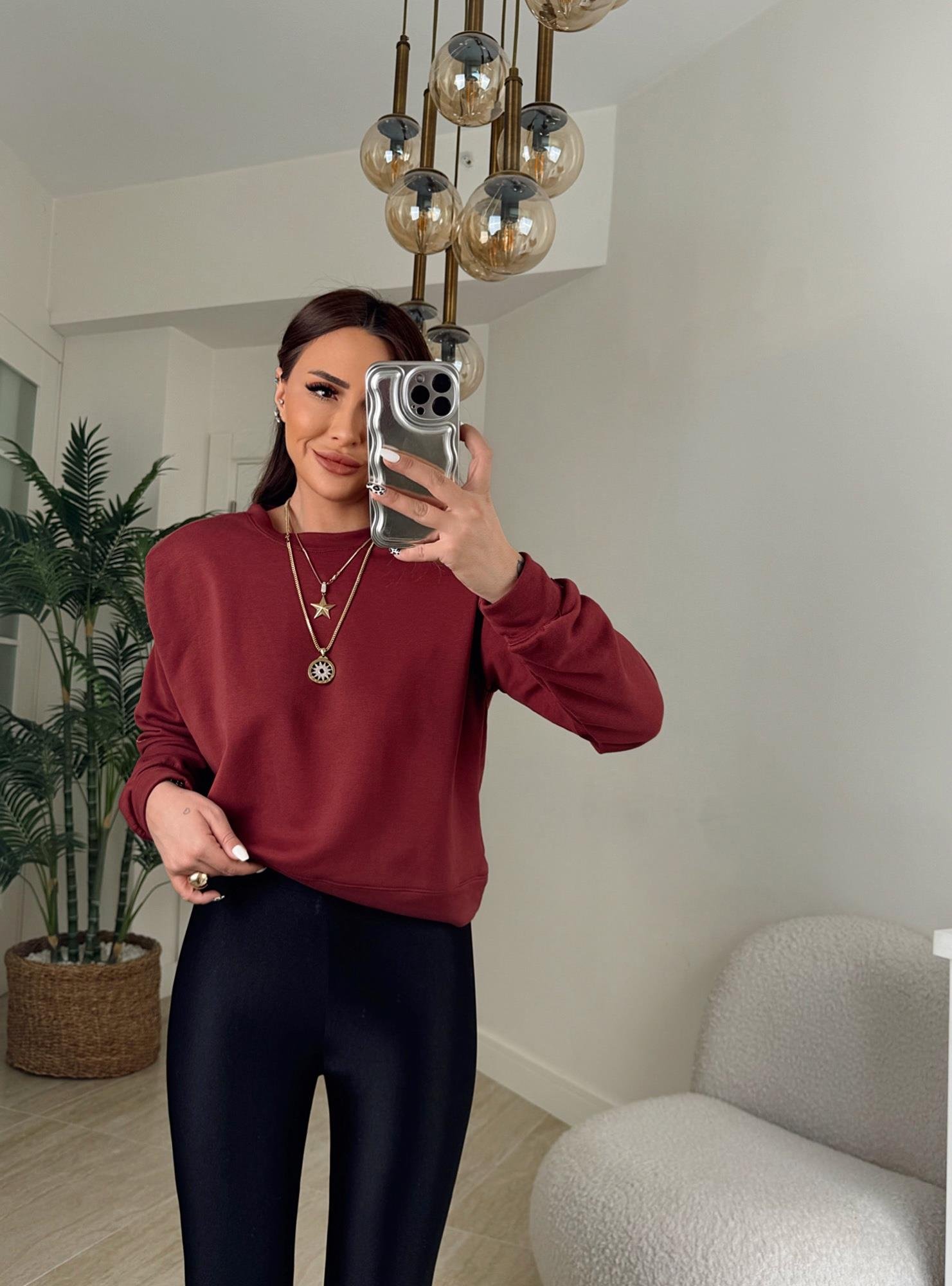 Vatkalı Bordo Sweatshirt