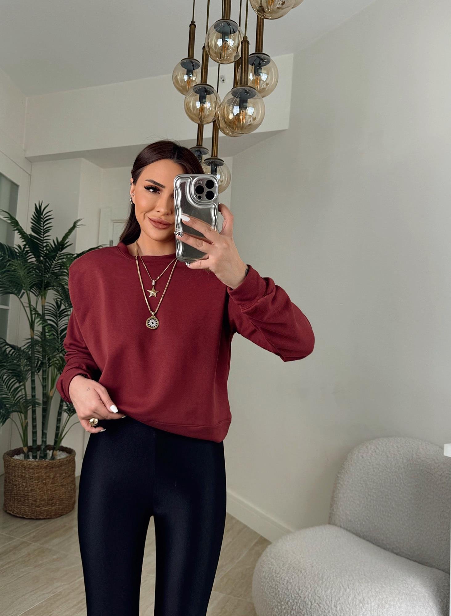 Vatkalı Bordo Sweatshirt