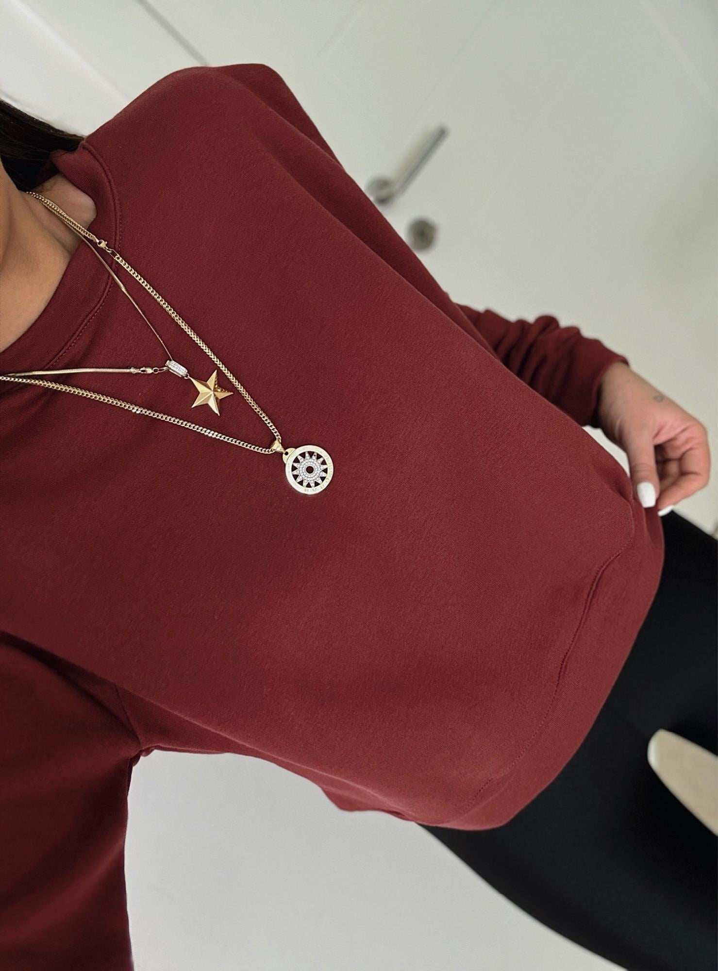 Vatkalı Bordo Sweatshirt