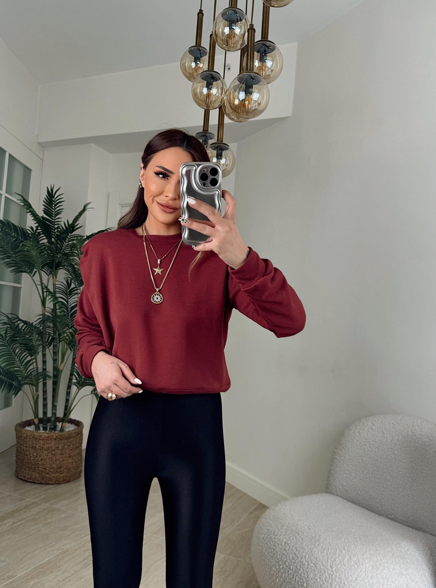 Vatkalı Bordo Sweatshirt