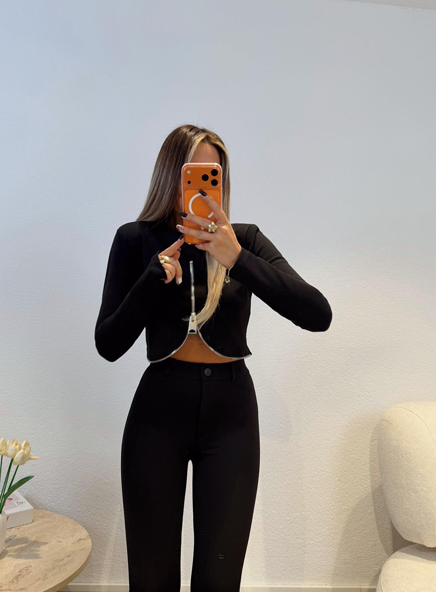 Vatkalı Fermuarlı Crop