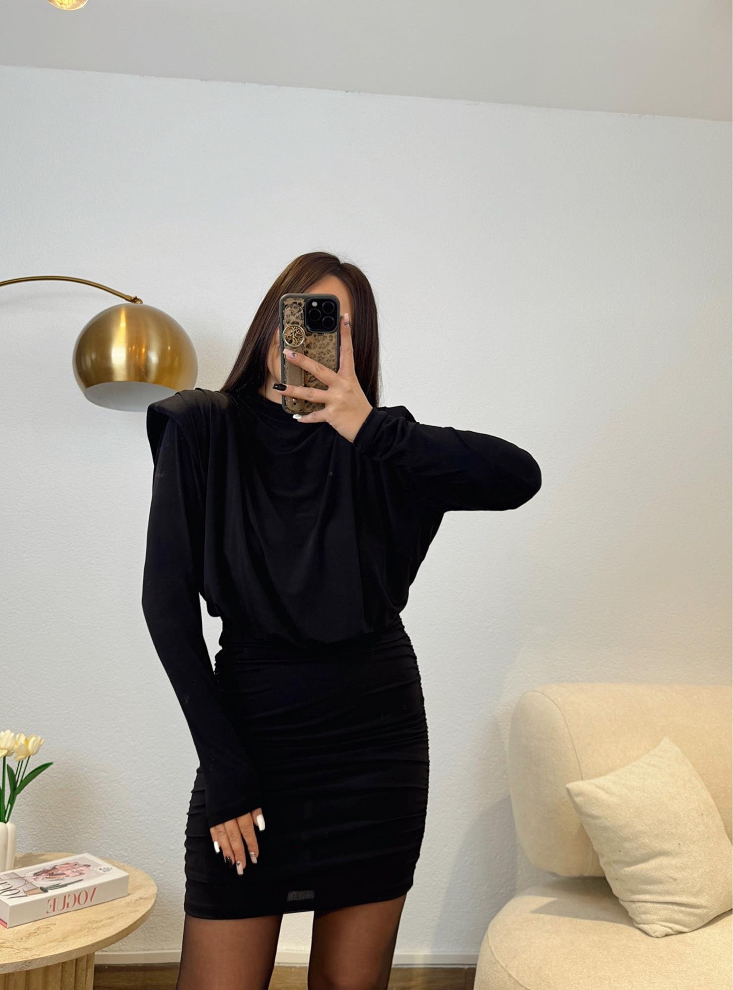 Vatkalı Sandy Drapeli Mini Elbise