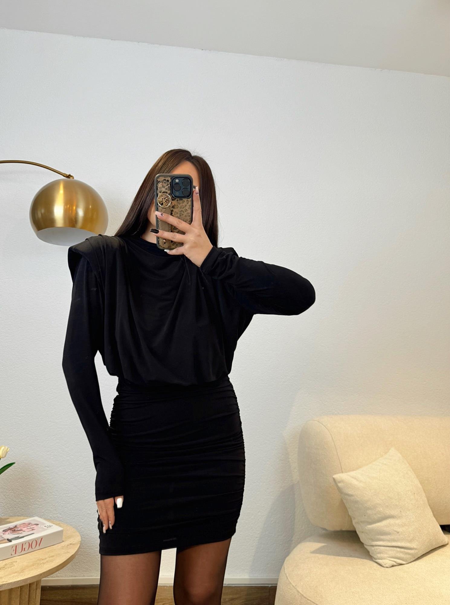 Vatkalı Sandy Drapeli Mini Elbise