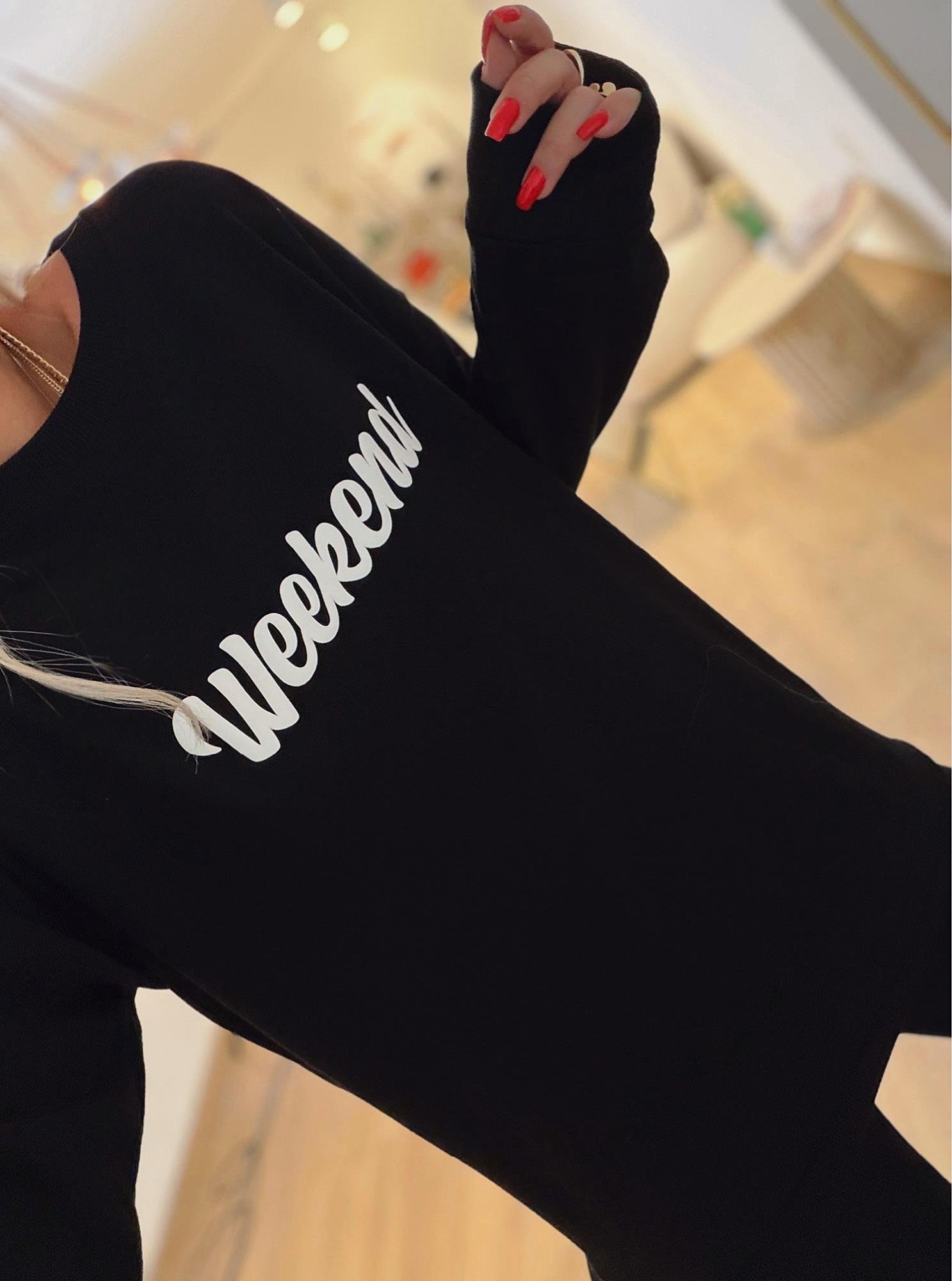 Weekend Baskılı Sweatshirt