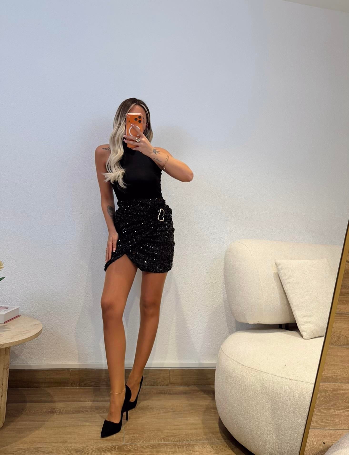 Yarım Balıkçı Pul Payet Etek Mini Elbise