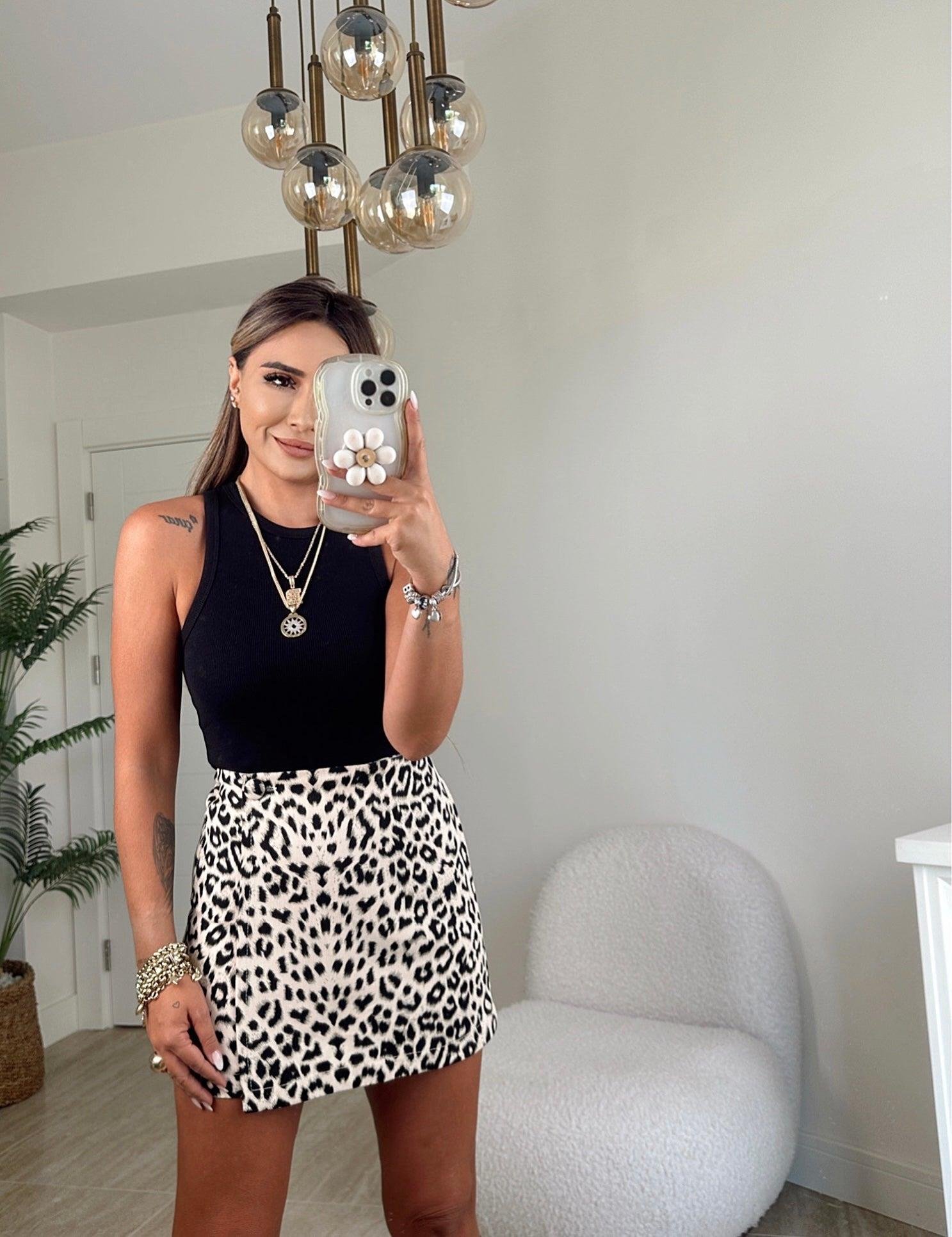 Yeni Sezon Leopar Desen Şort Etek