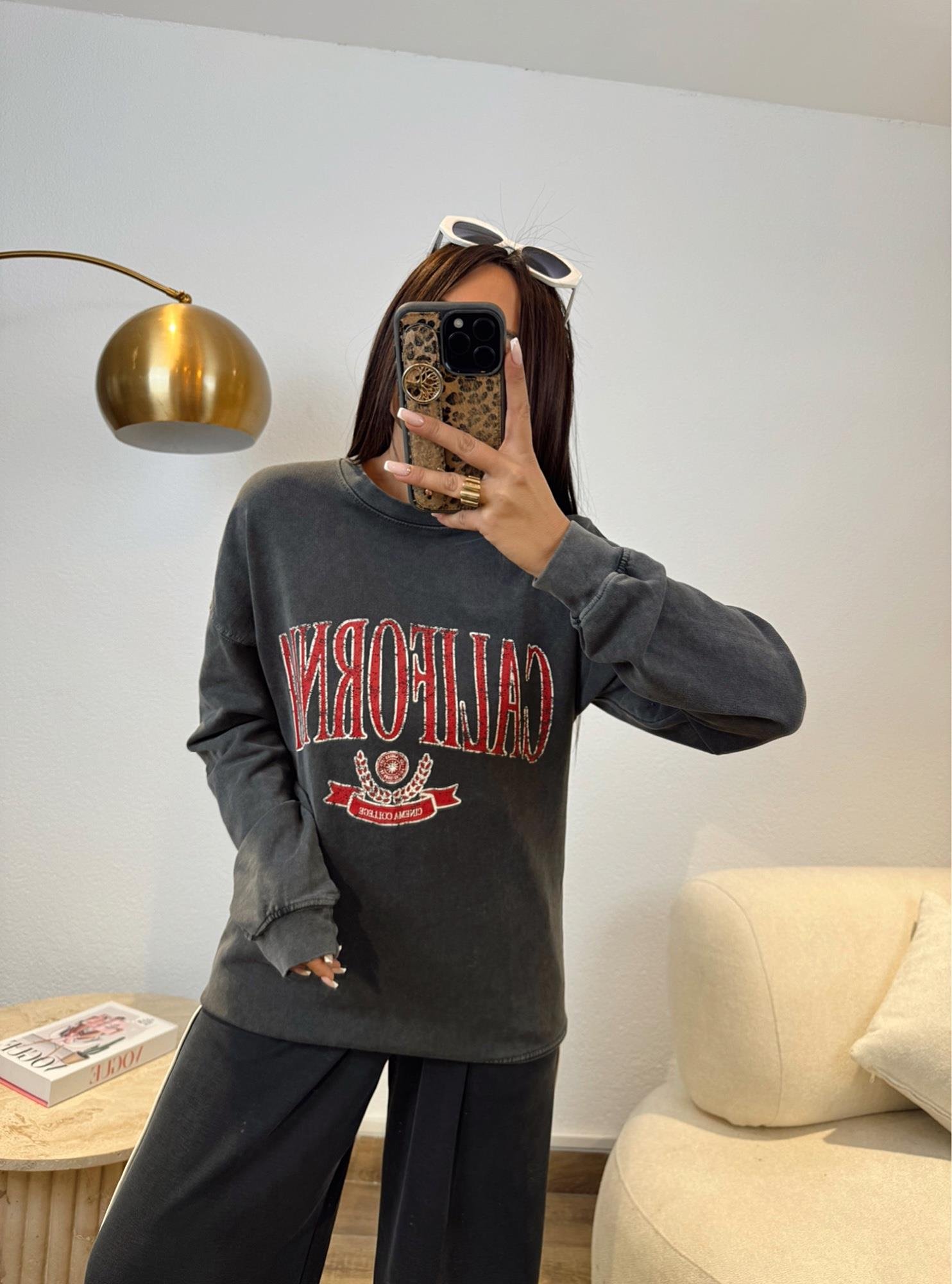 Yıkamalı Californıa Baskı Sweat