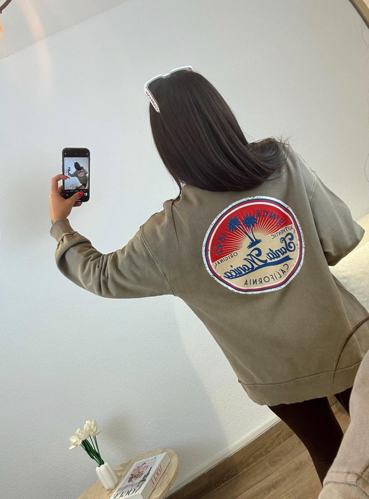 Yıkamalı Haki Santa Monica Sweatshirt