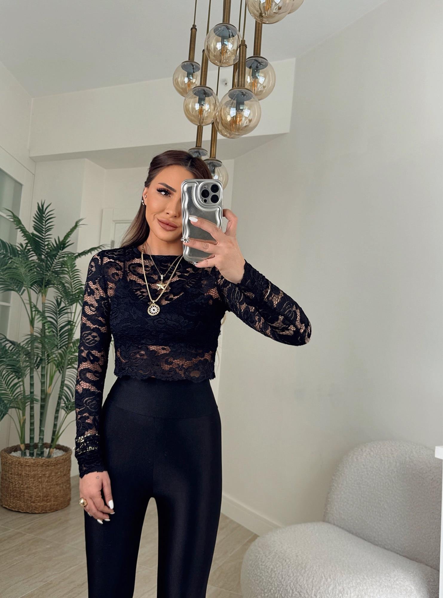 Z.A Model Dantel Crop Bluz 