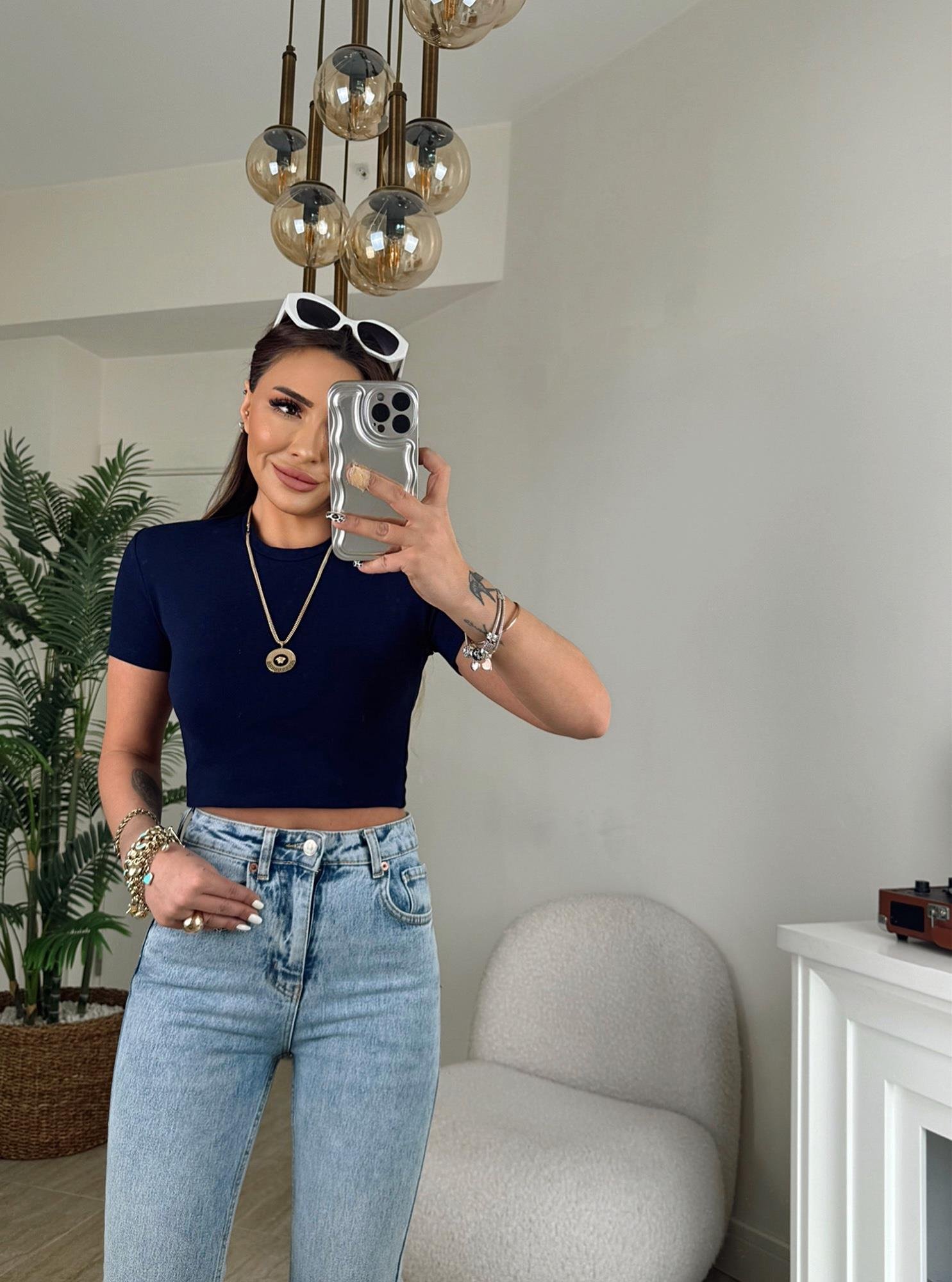 Z.A Kesik Paça Buz Mavi Mom Fit