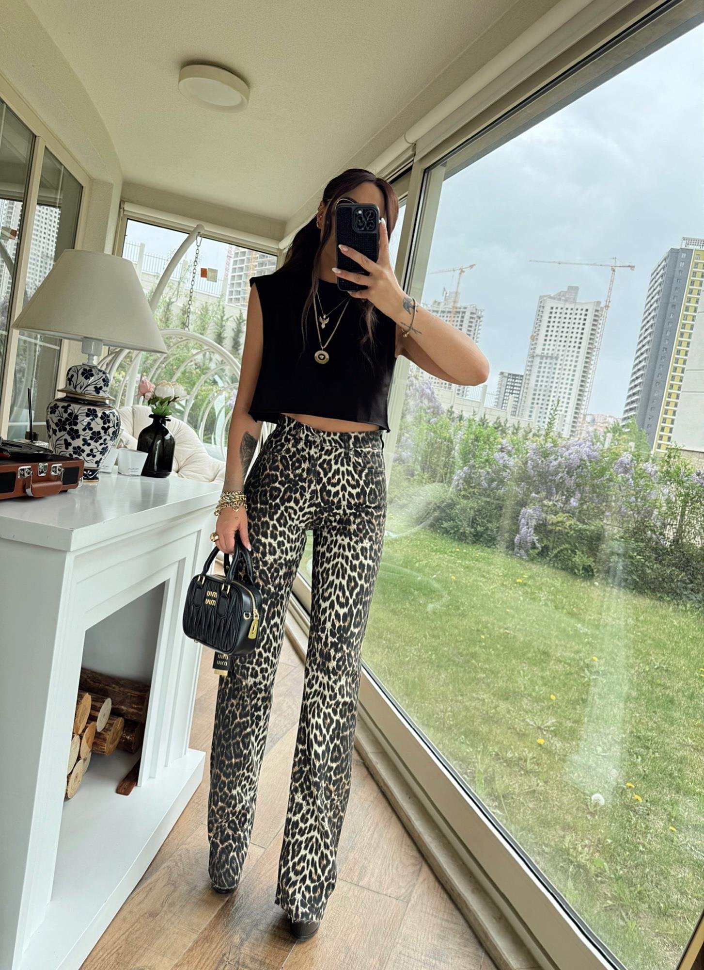 Z.A Leopar Desen Palazzo Jean