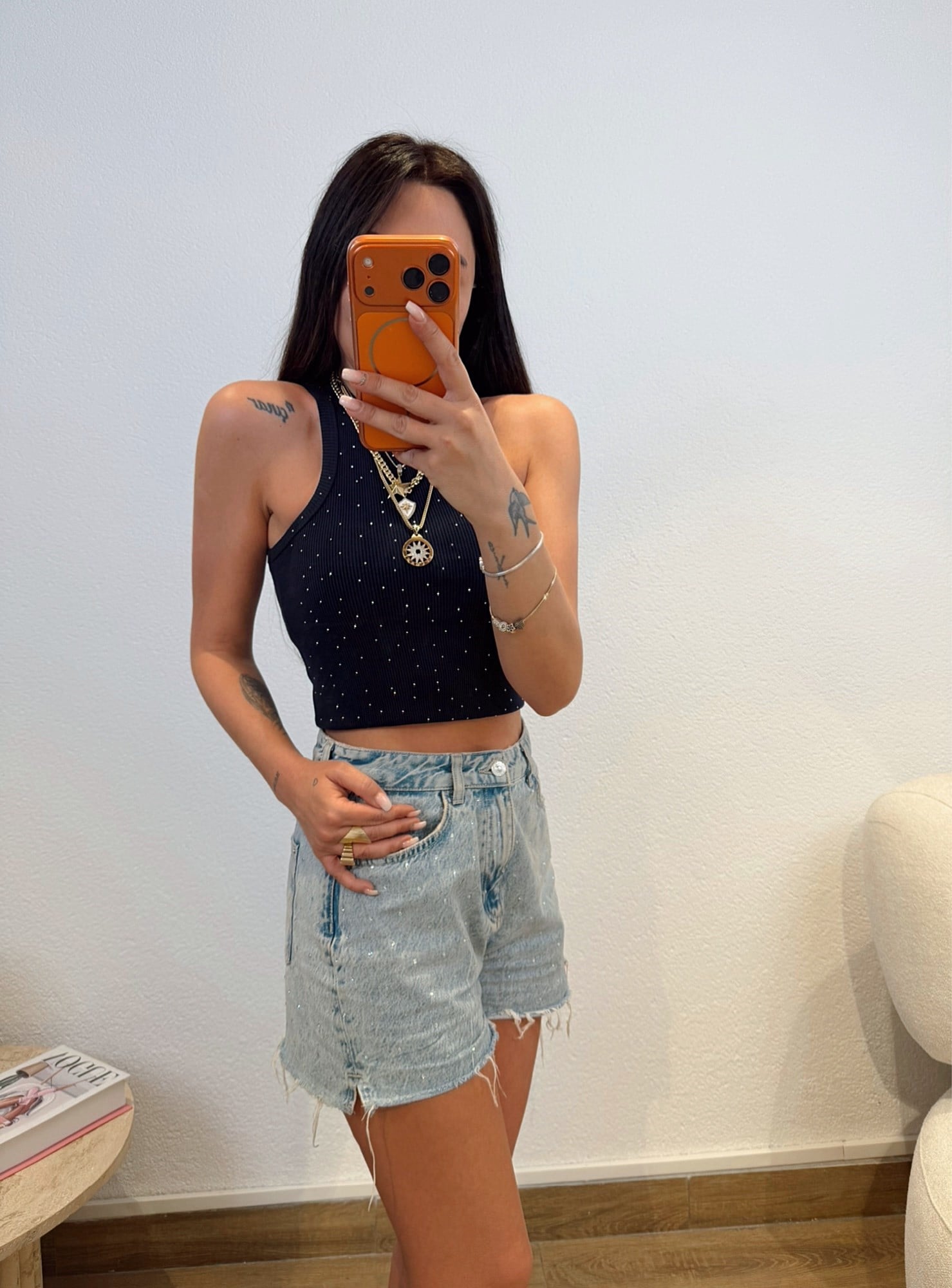 Z.a Halter Yaka Taşlı Laci Crop