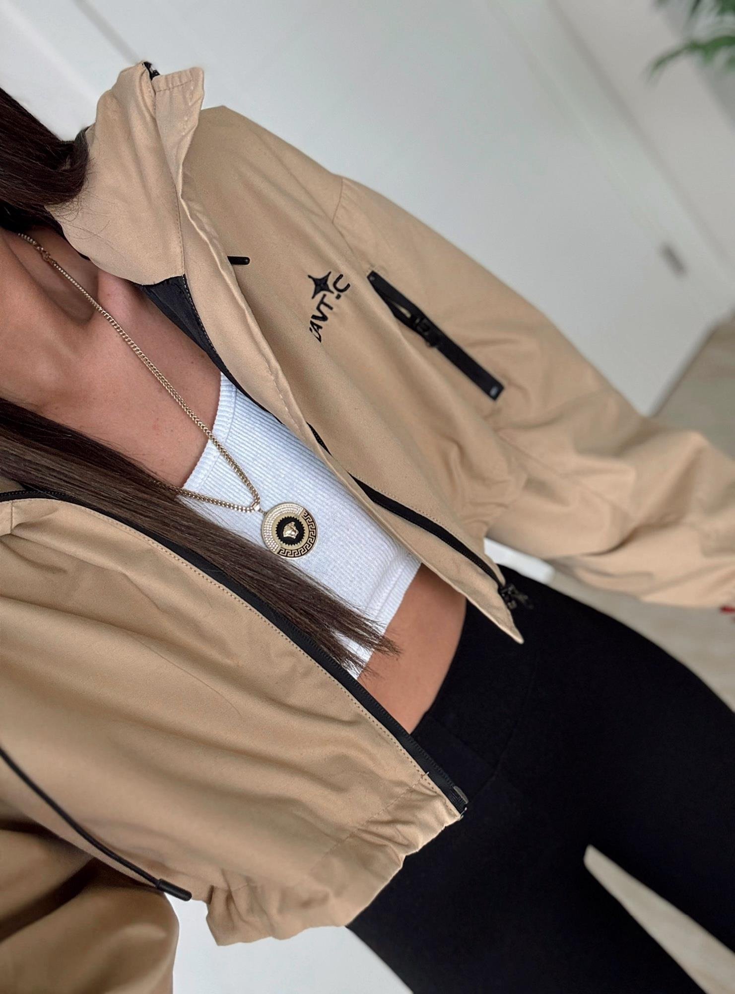 Z.A Taba Kapişonlu Crop Ceket