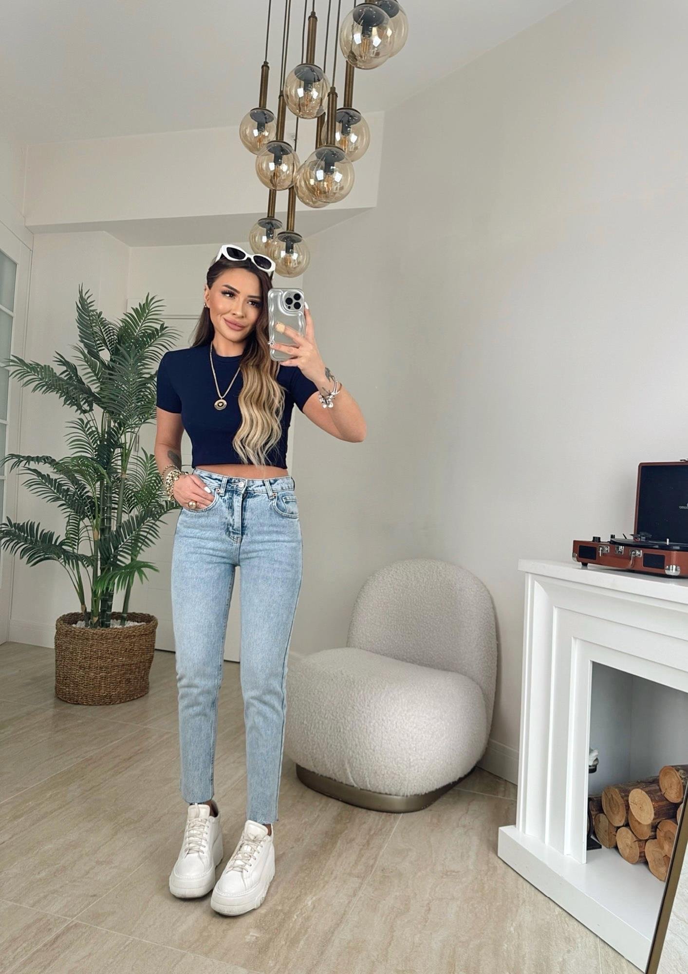 Z.A Kesik Paça Buz Mavi Mom Fit
