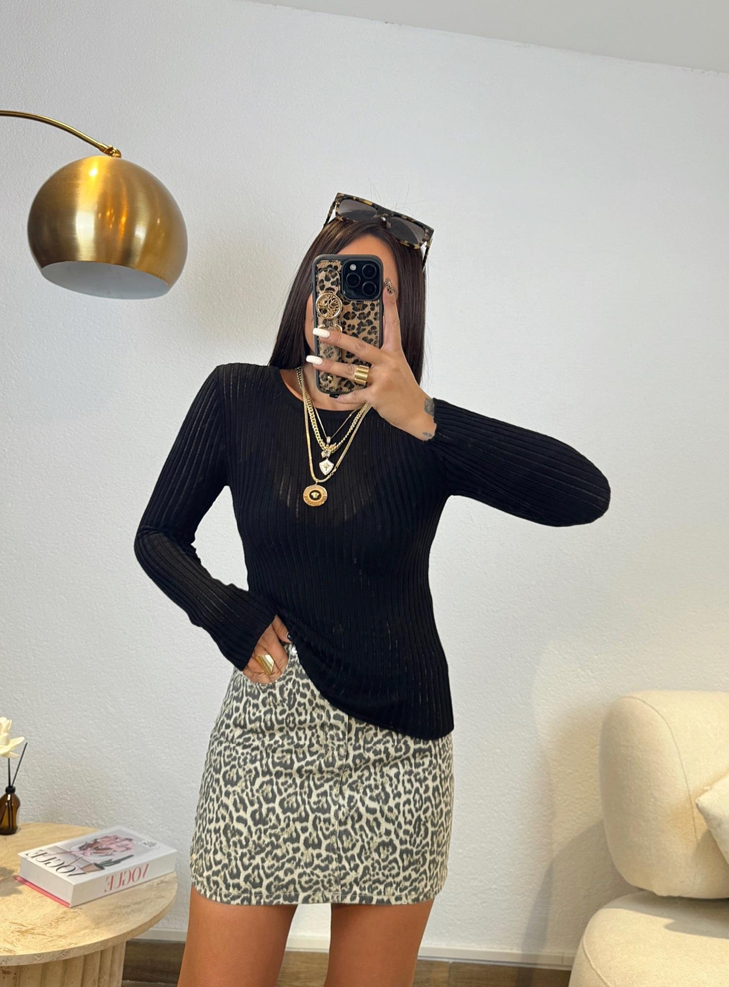 Z.a Leopar Desen Jean Mini Etek