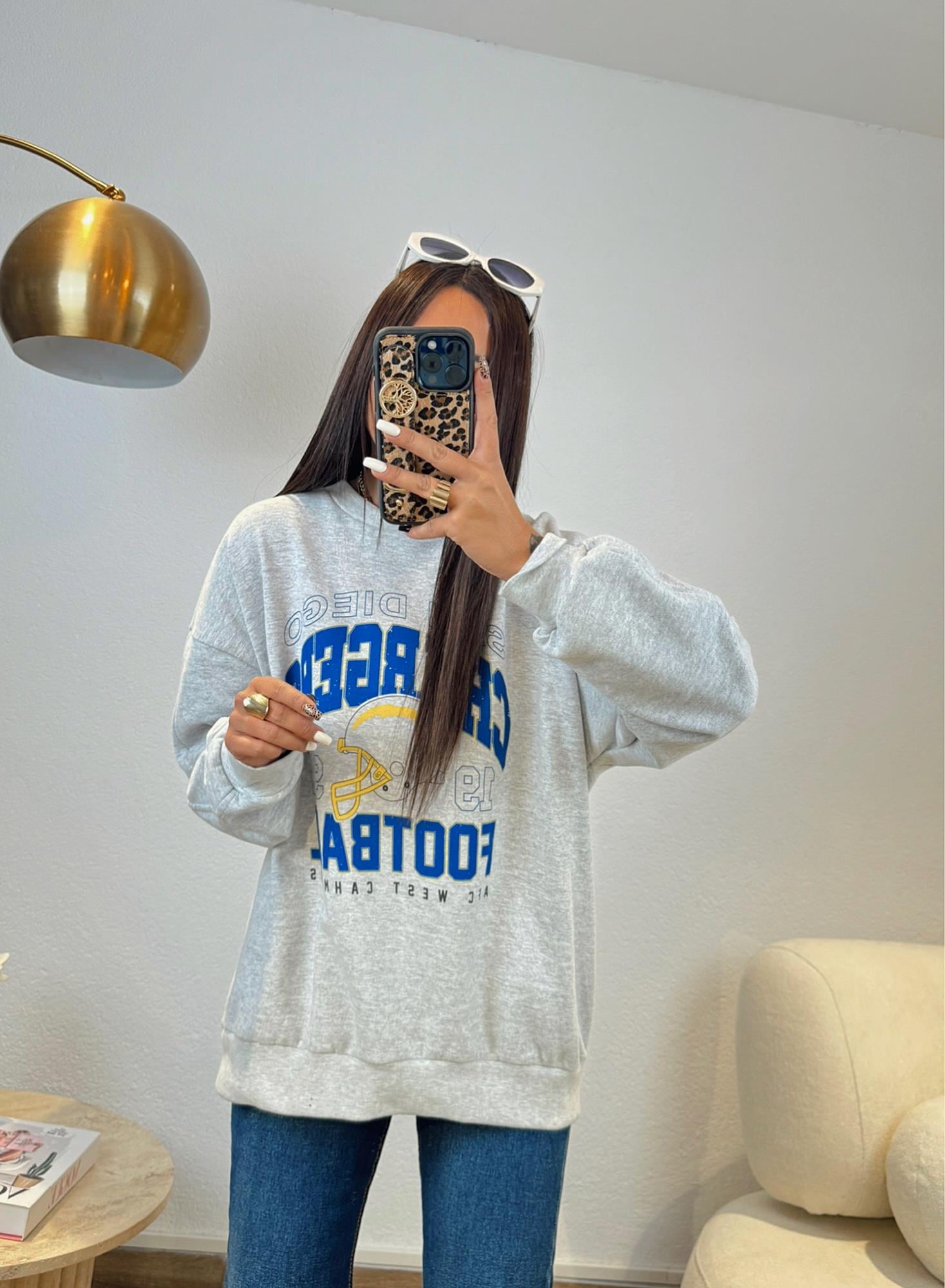 Z.a Gri Sandıego Baskılı Sweatshirt