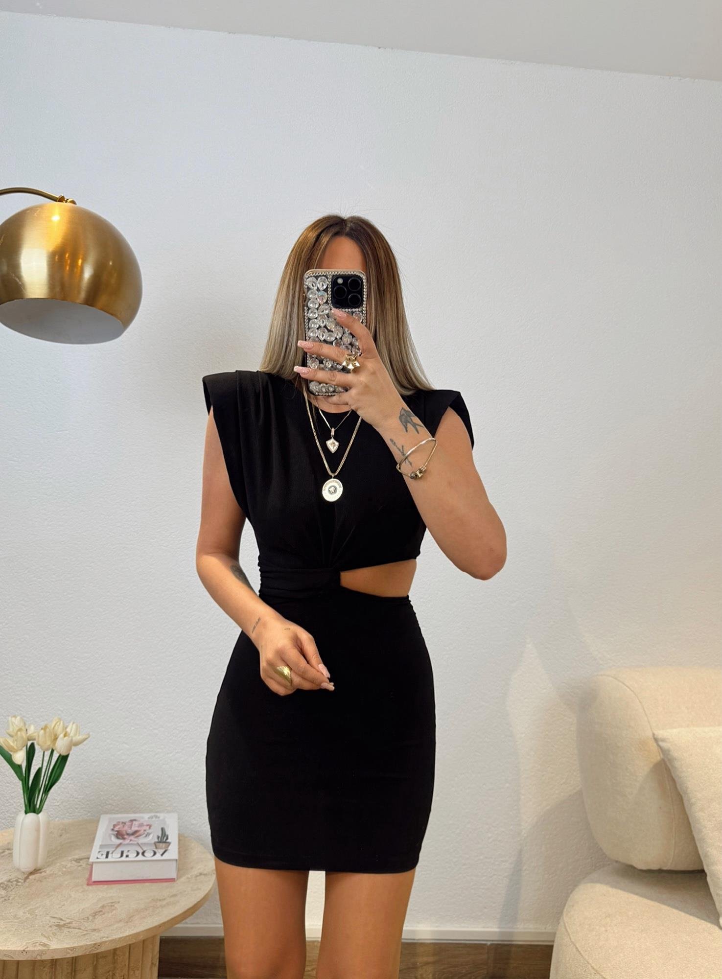 Z.a Model Vatkalı Siyah Mini Elbise
