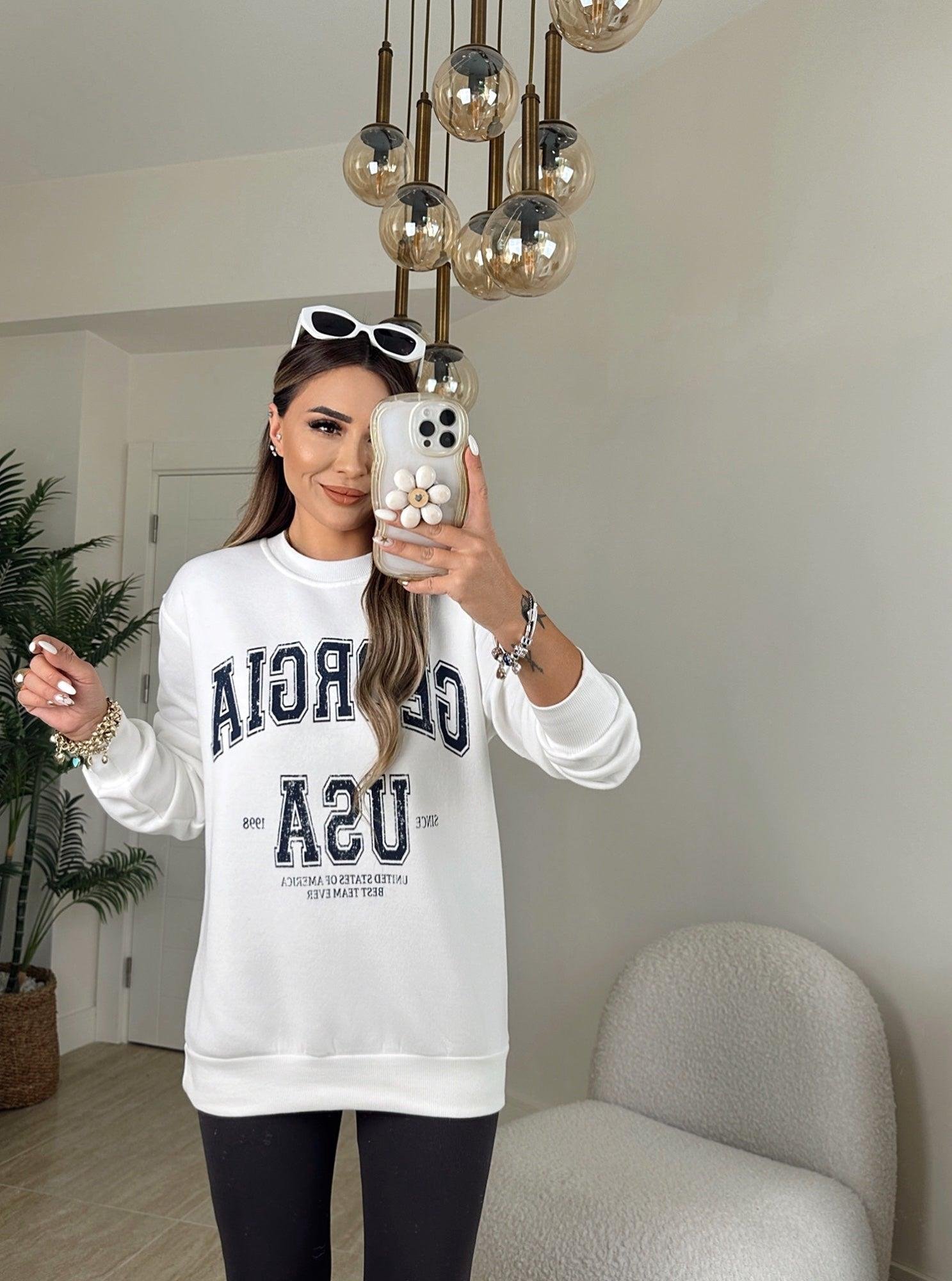 Z.A Usa Beyaz Sweatshirt