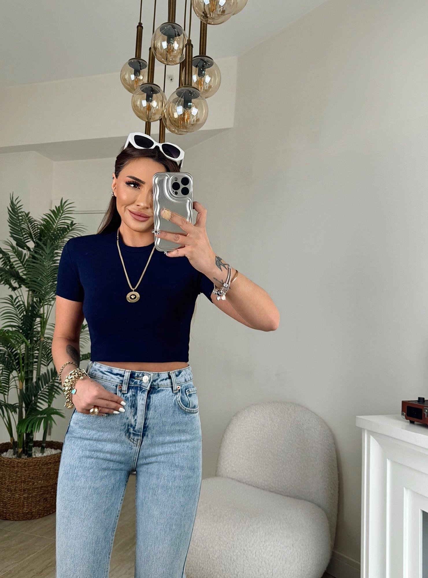 Z.A Kesik Paça Buz Mavi Mom Fit