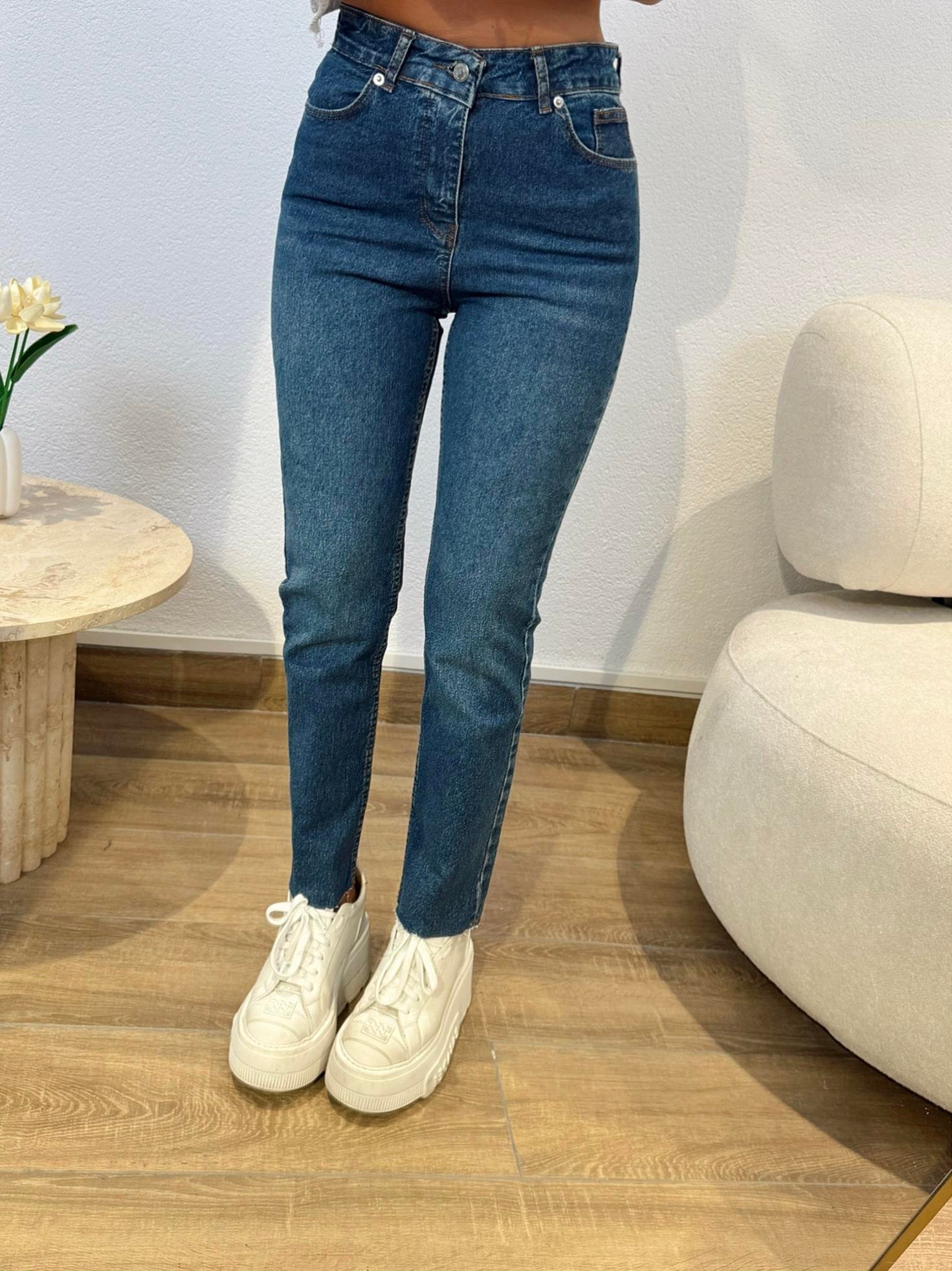 Z.a Koyu Mavi Kesik Paça Boyfit Jean