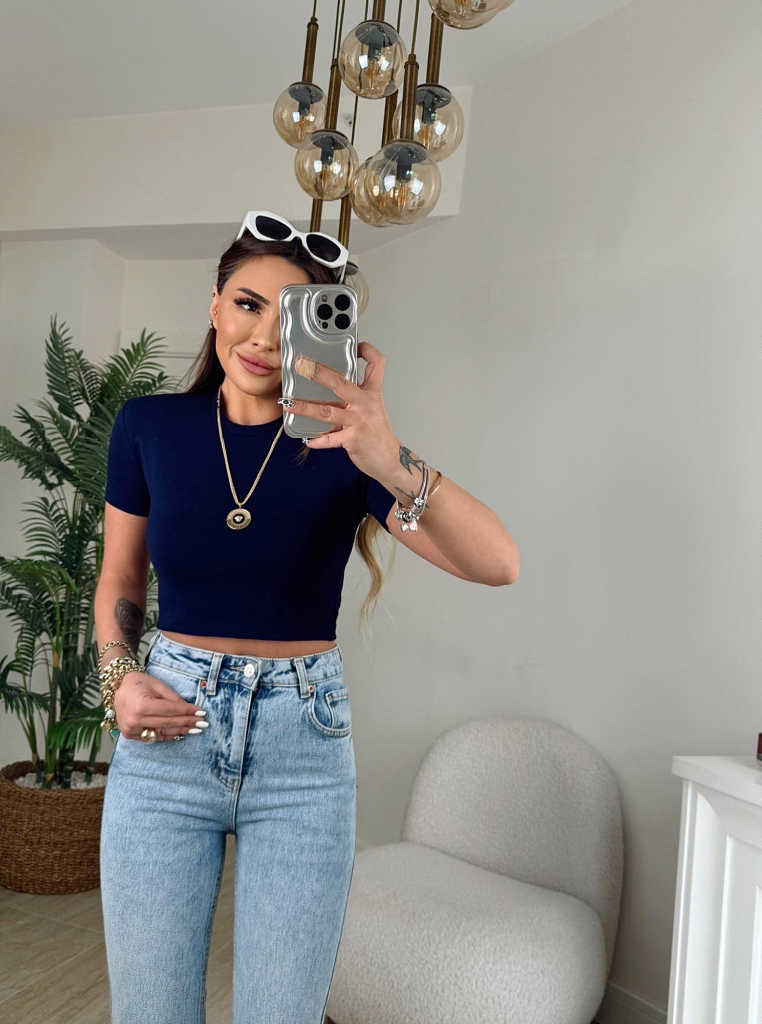 Z.A Kesik Paça Buz Mavi Mom Fit
