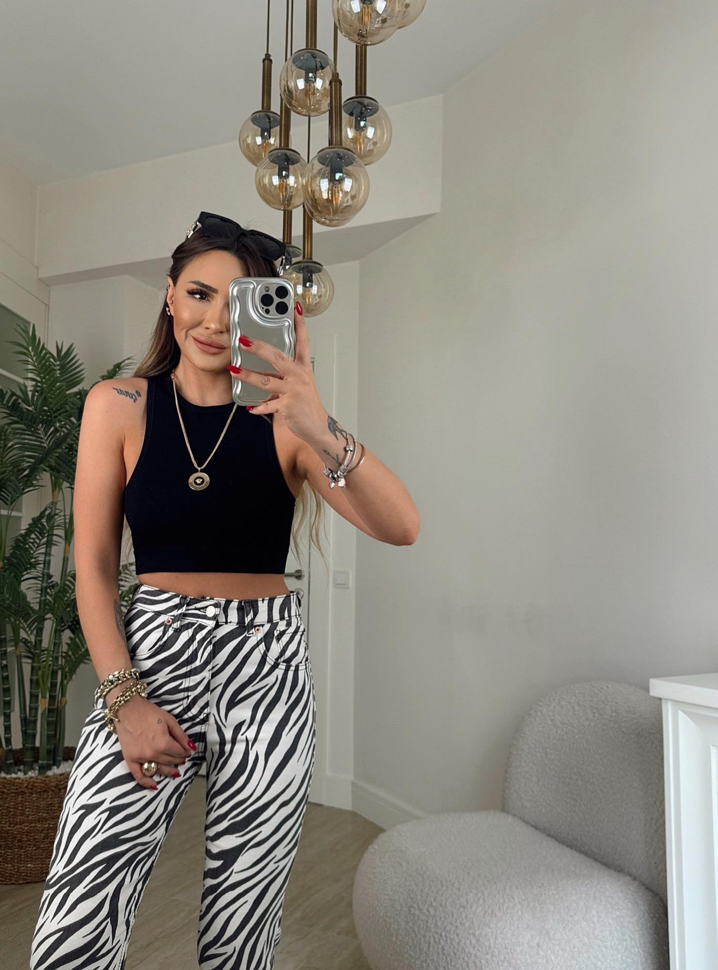 Z.A Zebra Desen Mom Jean