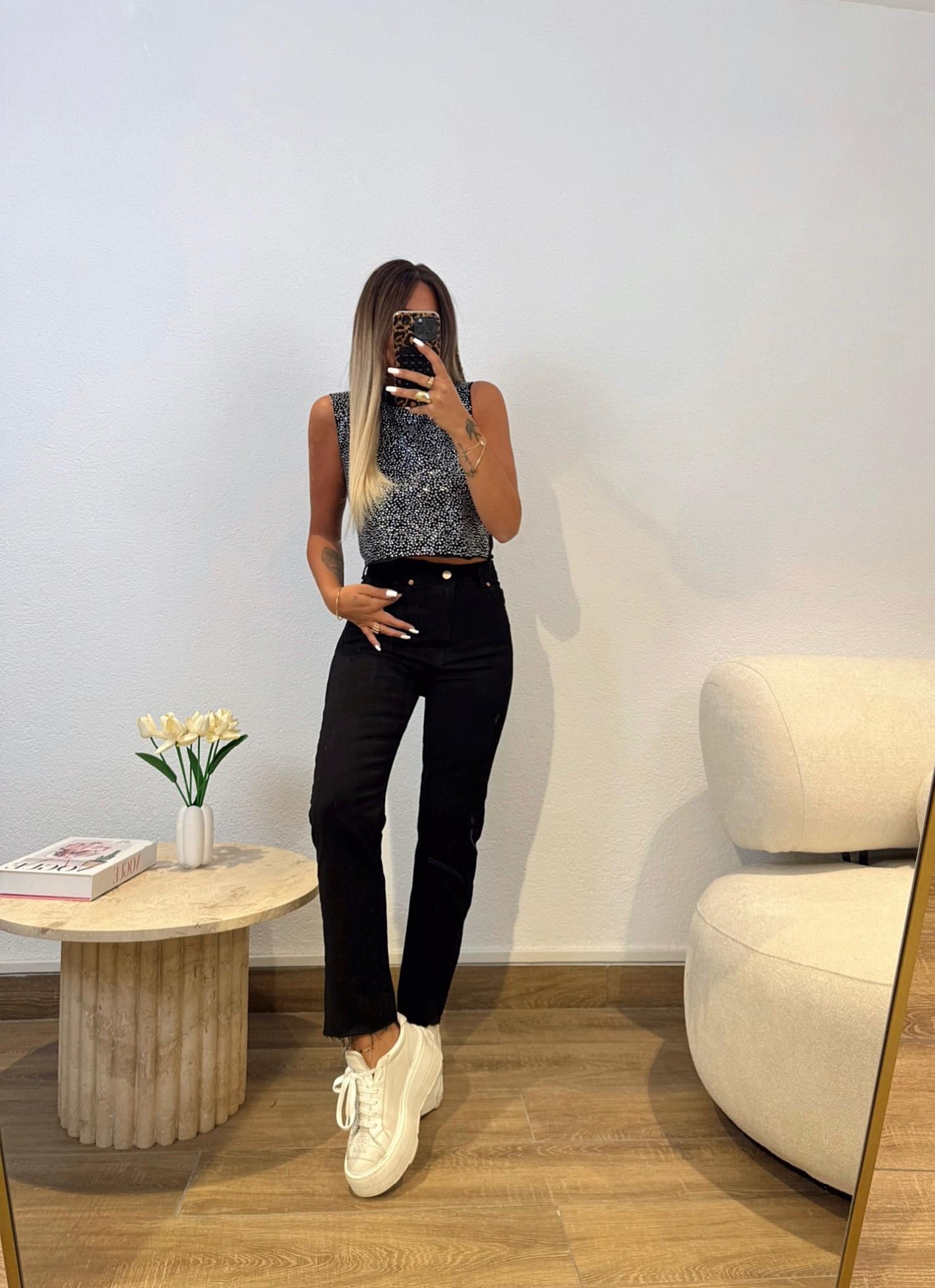 Z.a Siyah Kesik Paça Boyfit Jean