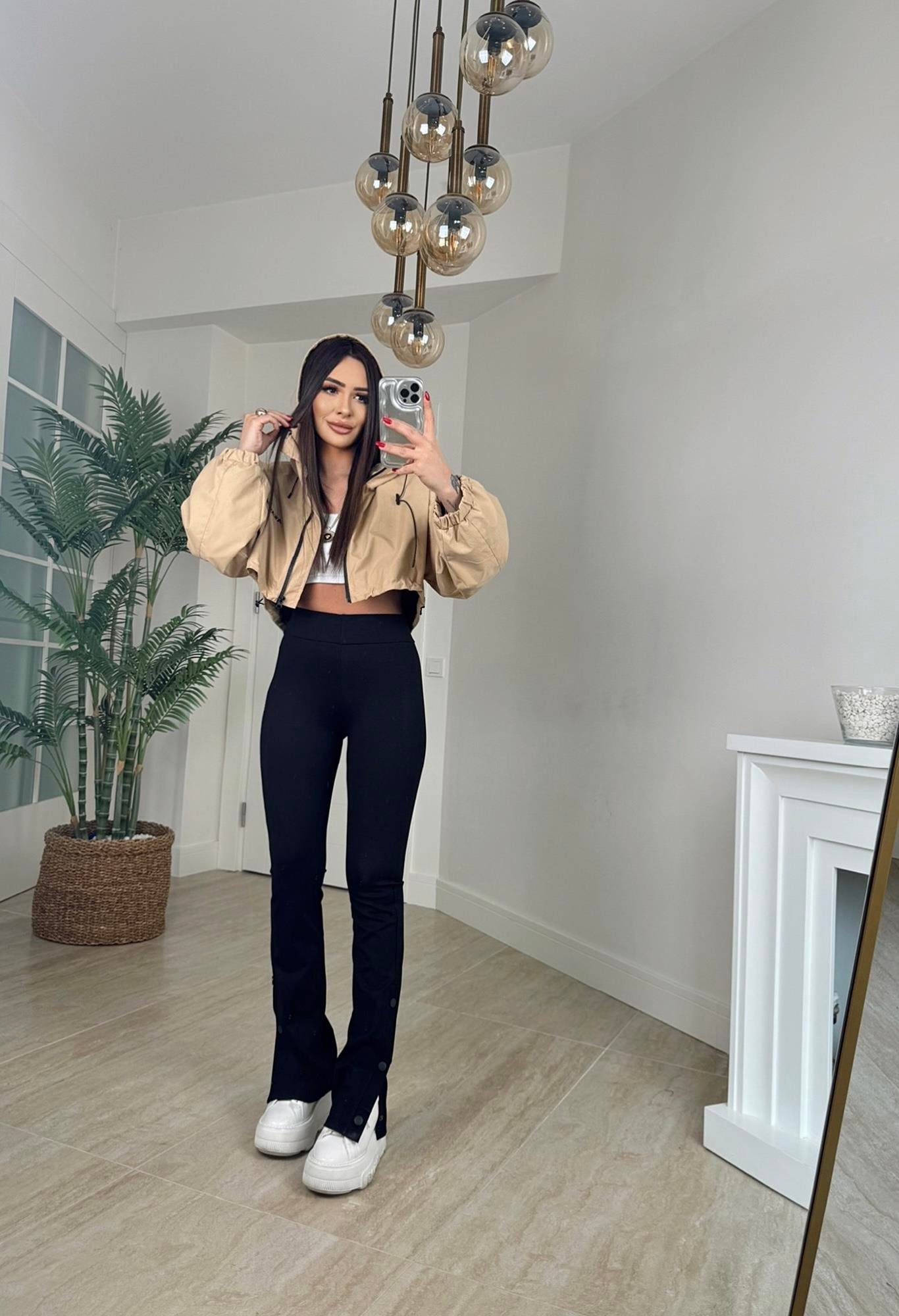 Z.A Taba Kapişonlu Crop Ceket