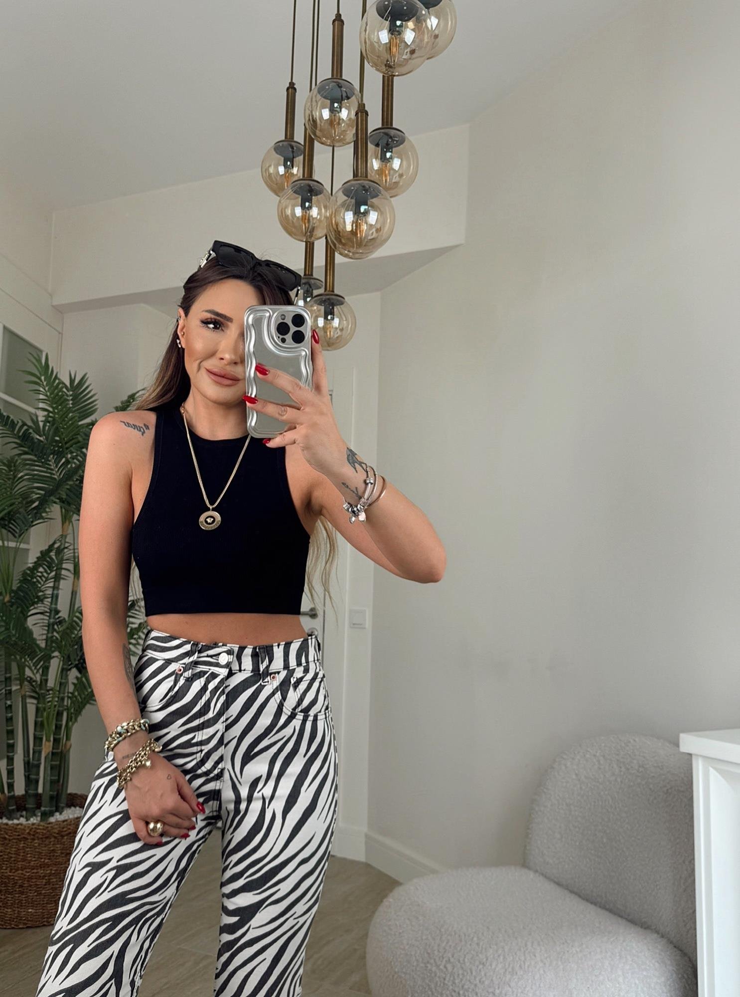Z.A Zebra Desen Mom Jean
