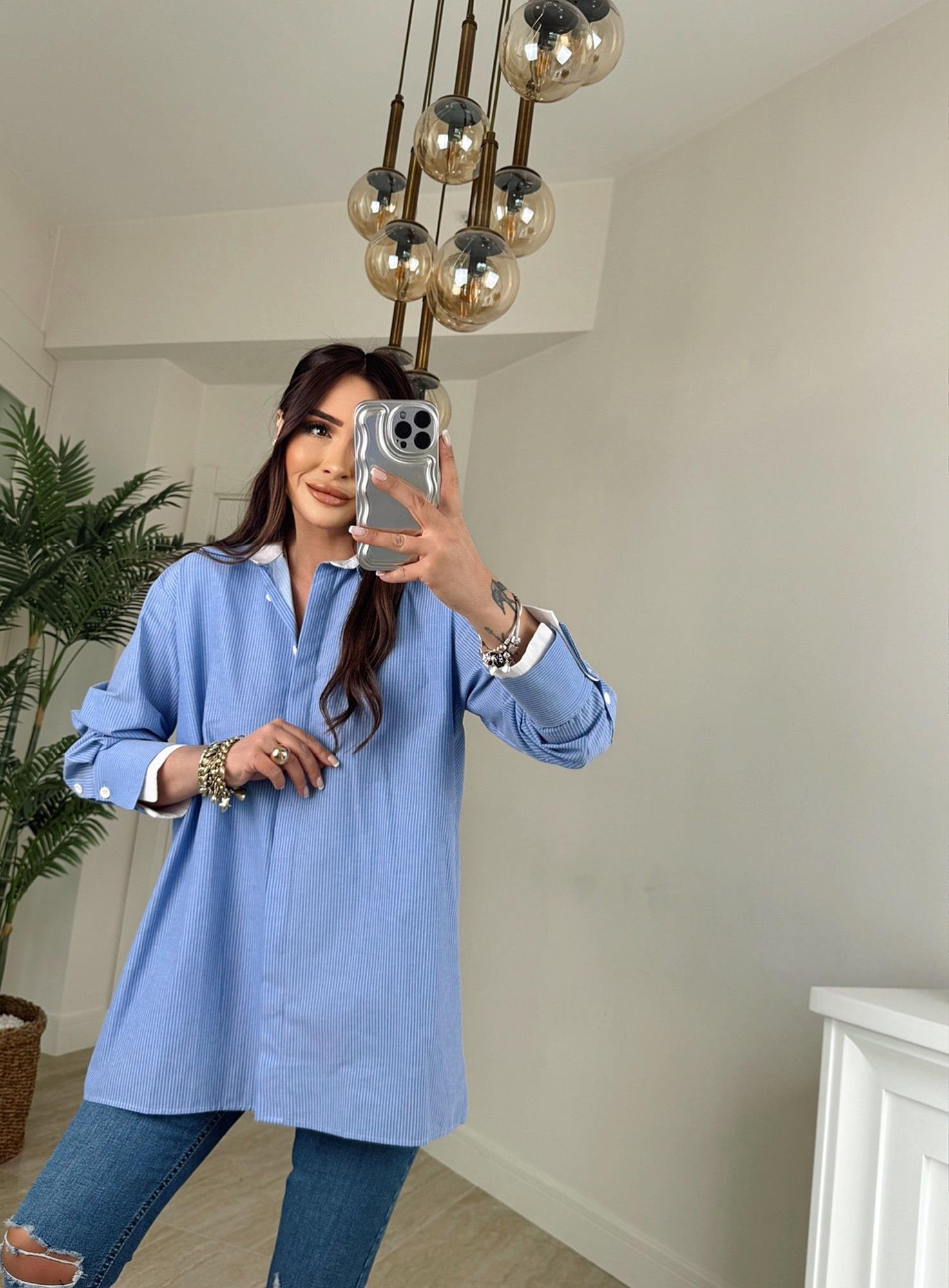 Z.A Çizgili Mavi Gömlek