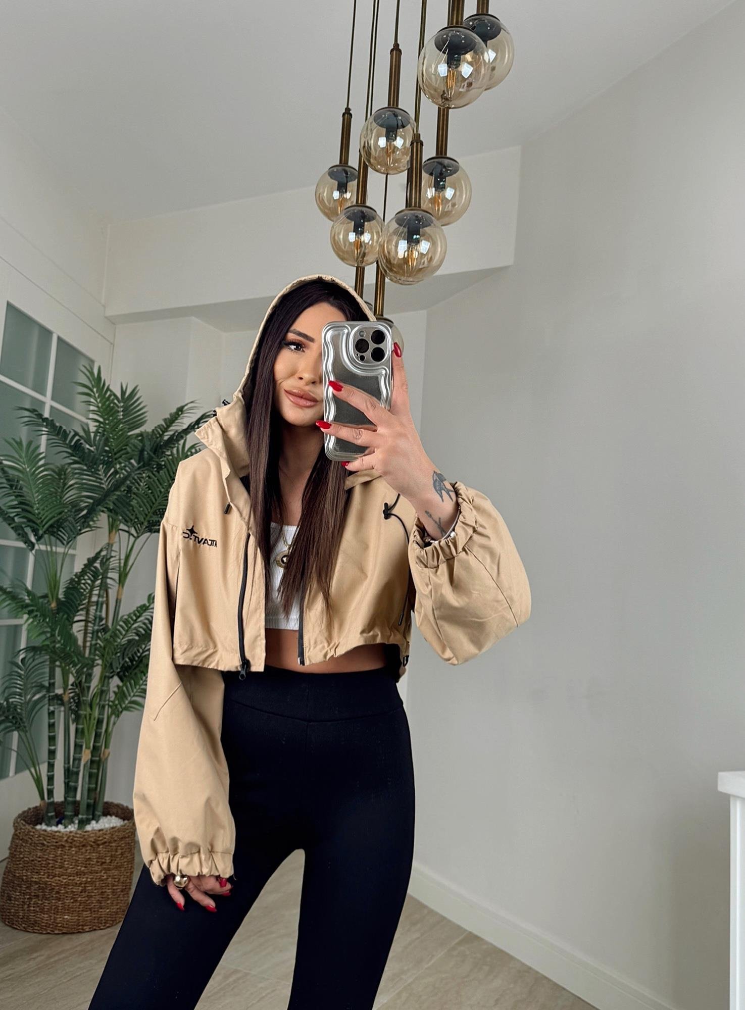Z.A Taba Kapişonlu Crop Ceket