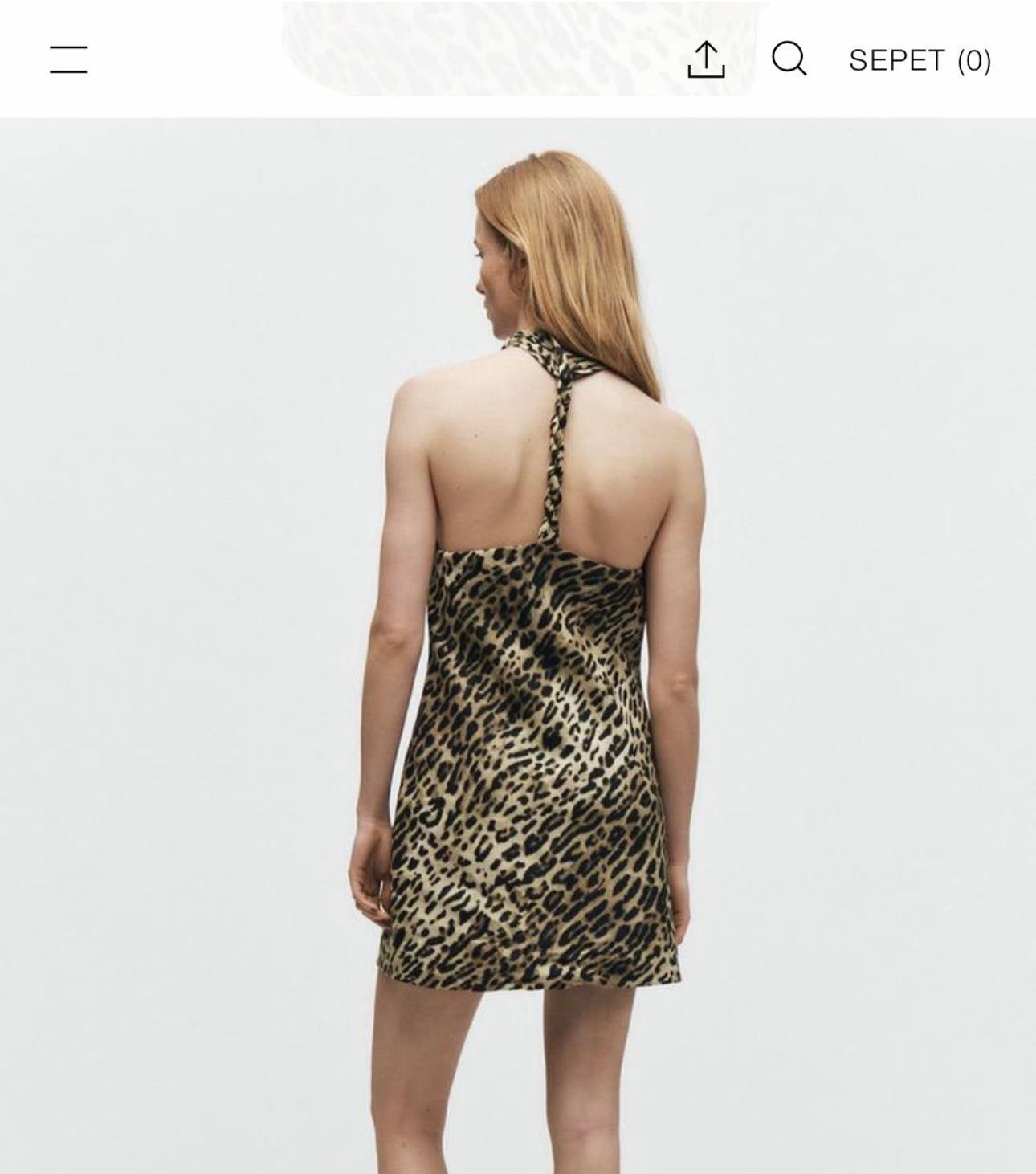 Z.a Boyundan Bağlamalı Leopar Saten Elbise