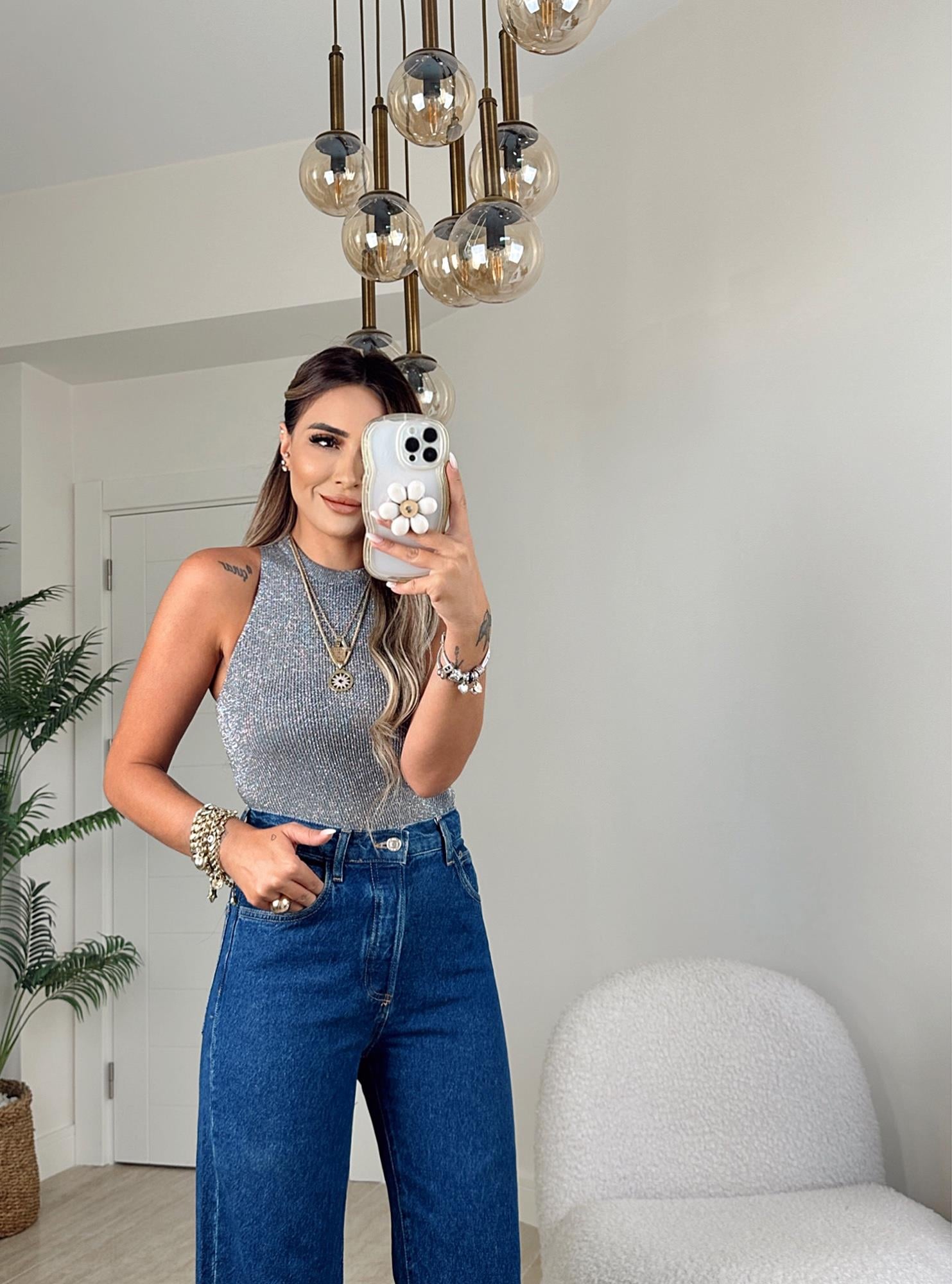 Z.A Model Gri Simli Halter Yaka Triko Crop
