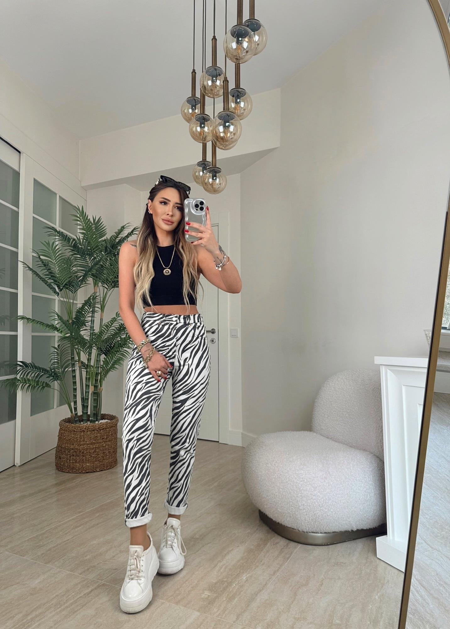 Z.A Zebra Desen Mom Jean