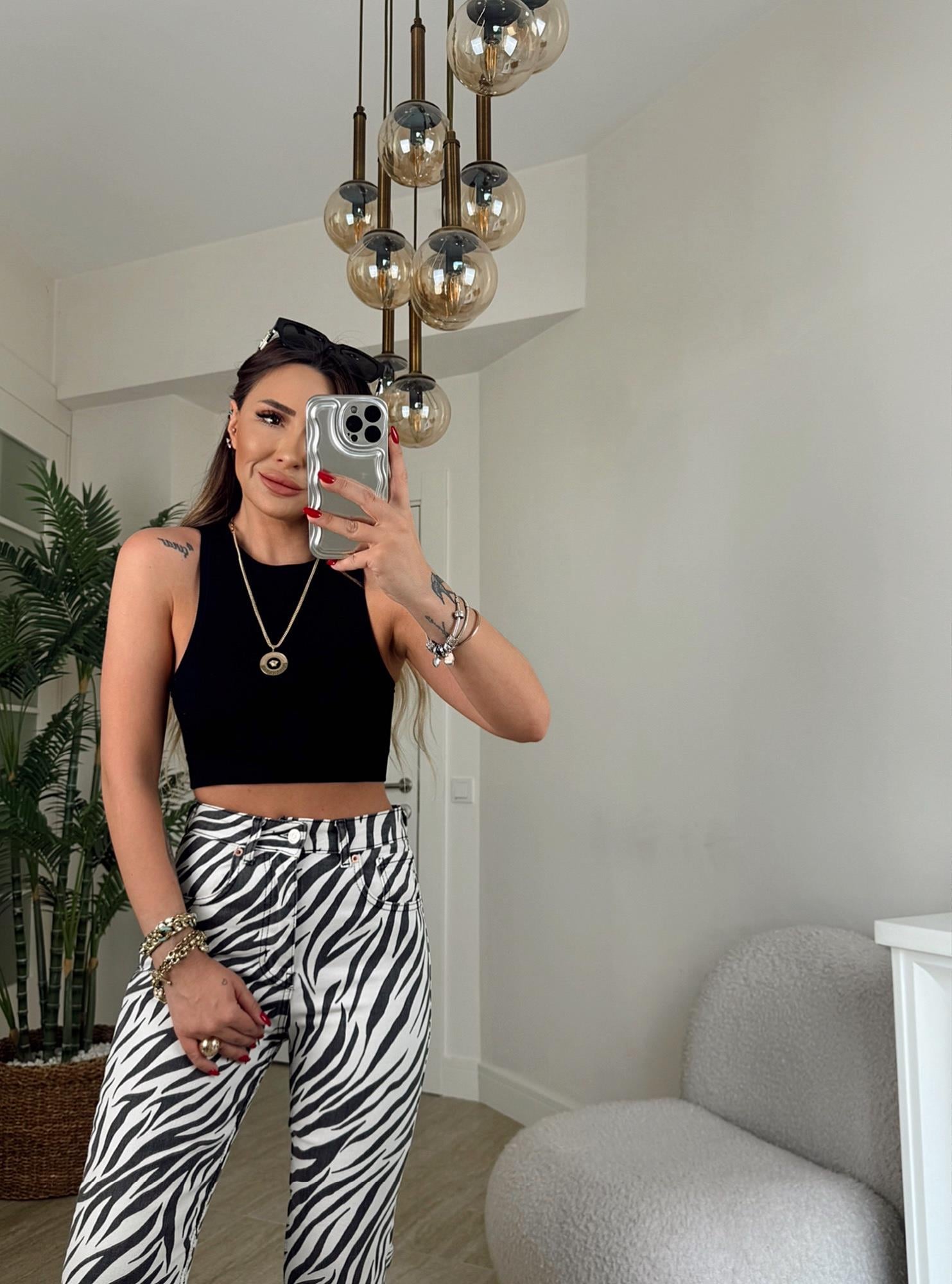 Z.A Zebra Desen Mom Jean