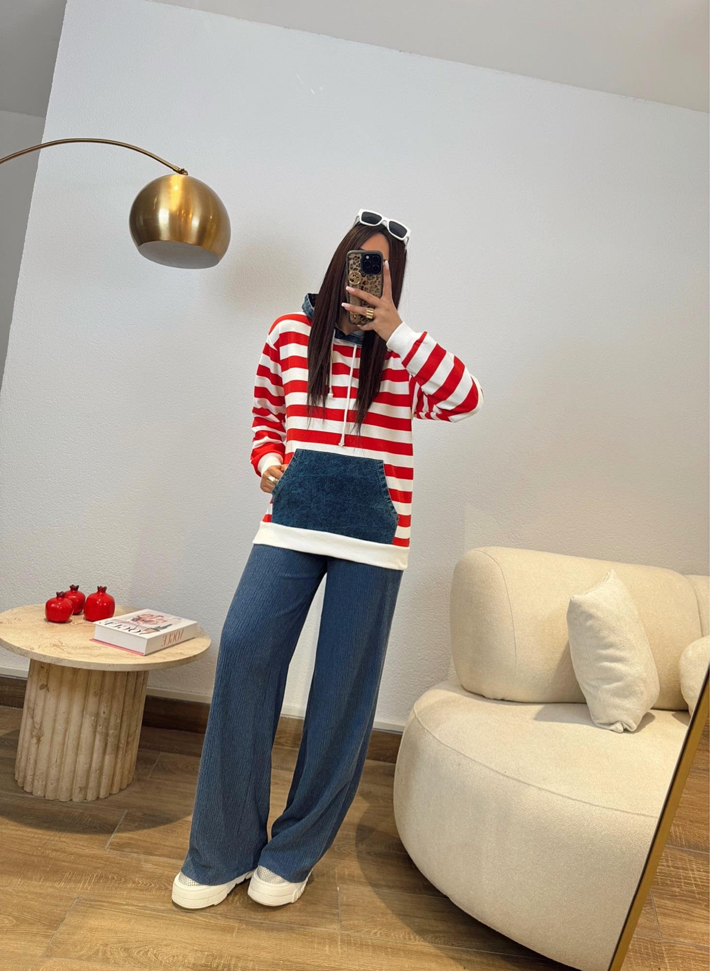 Z.a Model İndigo Bürümcük Bol Paça Pantolon