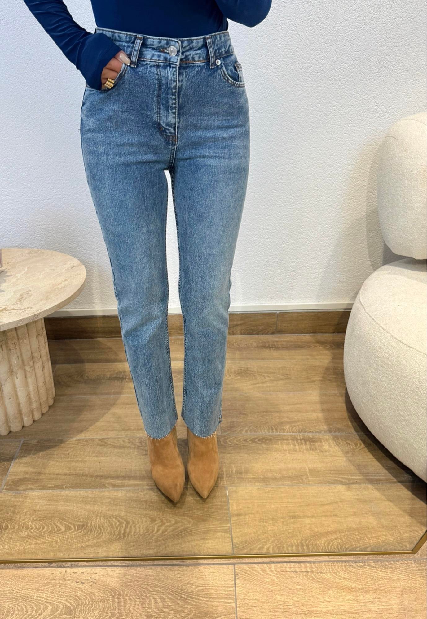 Z.a Açık Mavi Kesik Paça Boyfit Jean