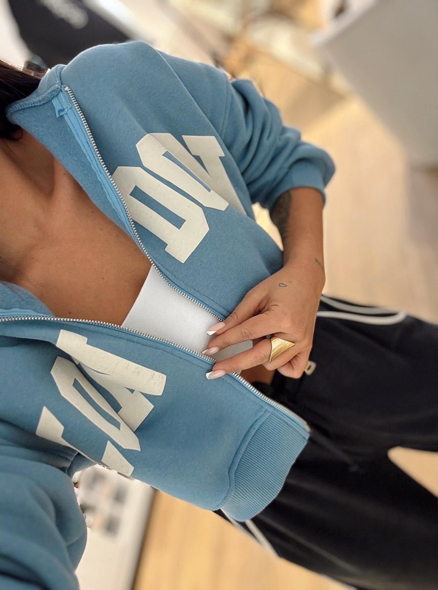 Z.a Kapişonlu Mavi Sweat